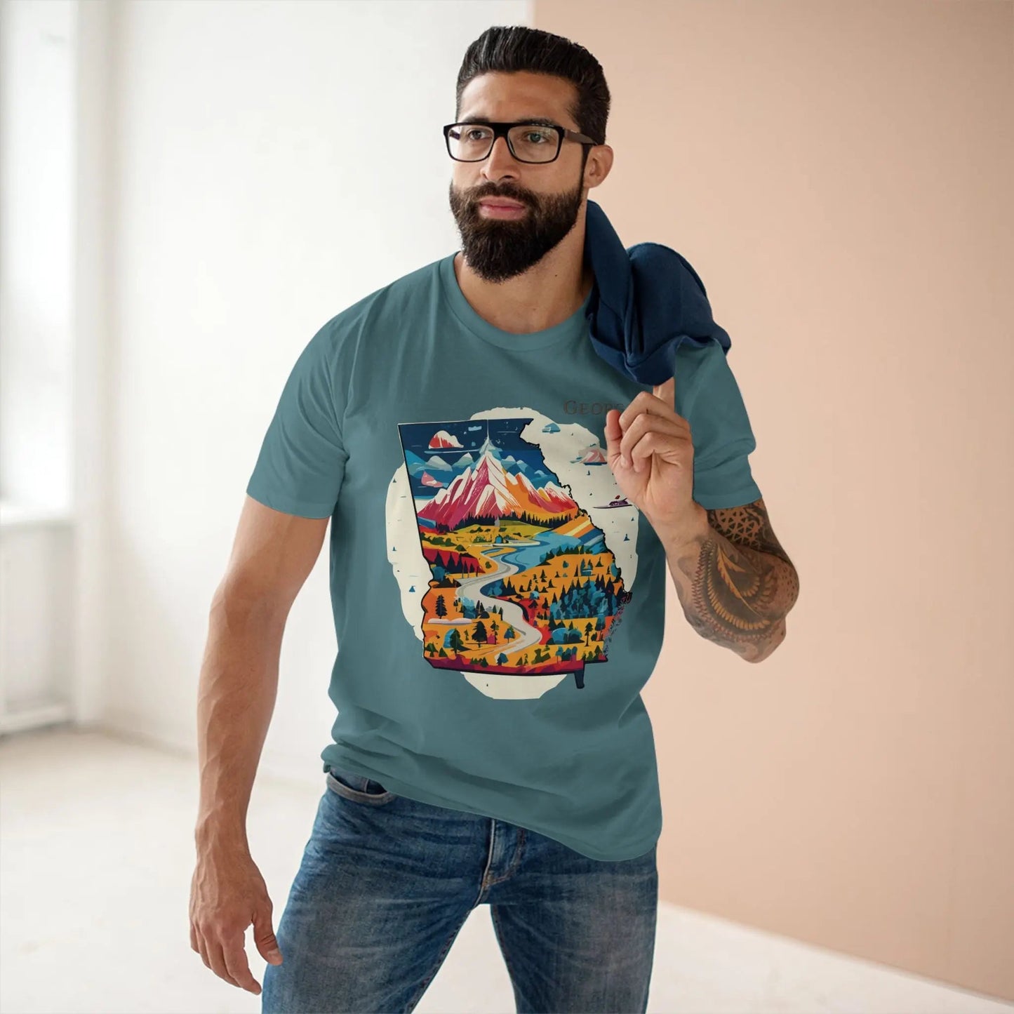 Georgia State Shirt Unisex Premium Cotton Tee With Original Retro Art Design From Our Art Collection
