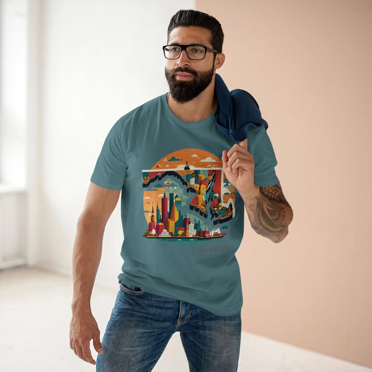 Maryland State Shirt Unisex Premium Cotton Tee With Original Art by Retro2Nova Art Collection