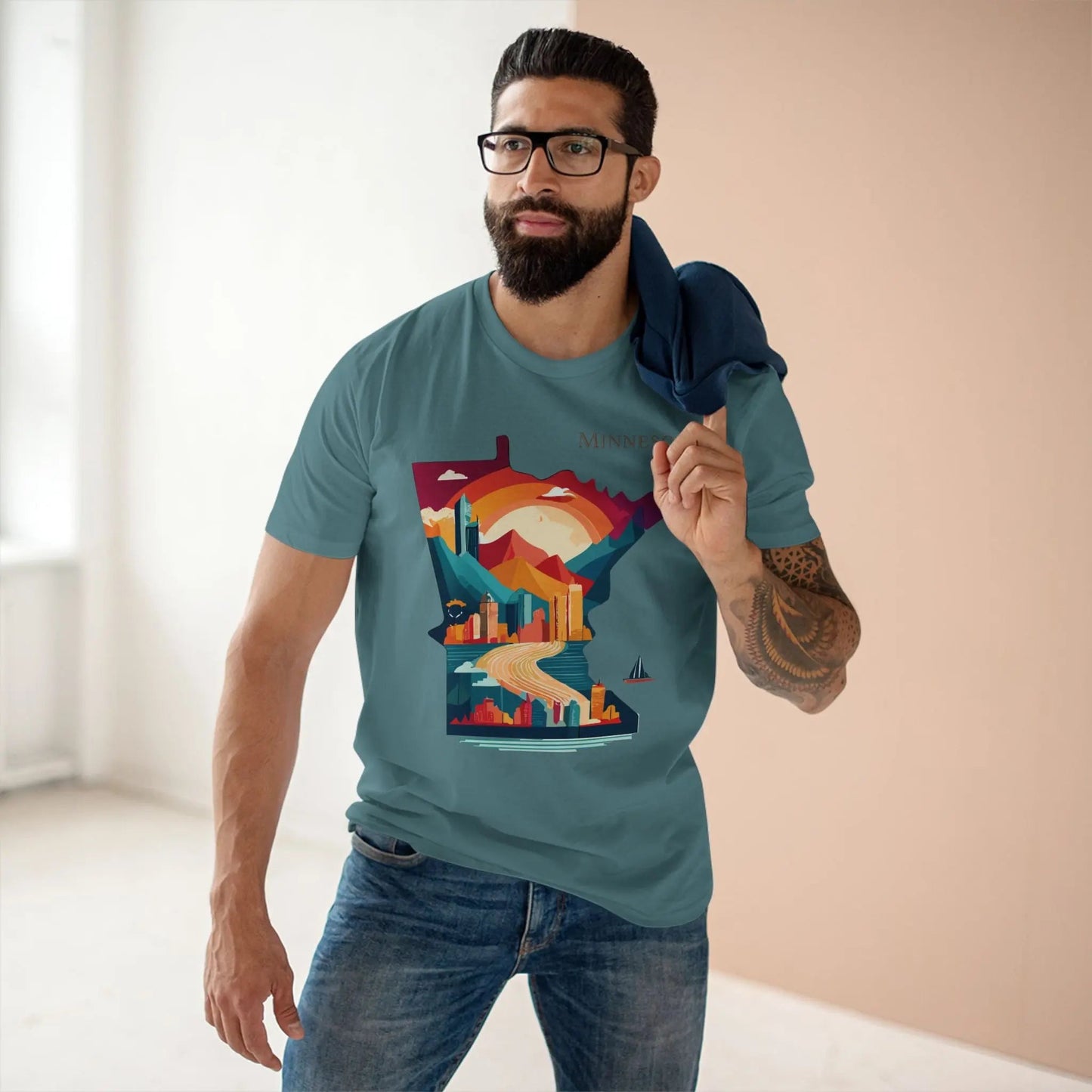Minnesota State Shirt Unisex Premium Cotton Tee With Original Art Design By Retro2Nova