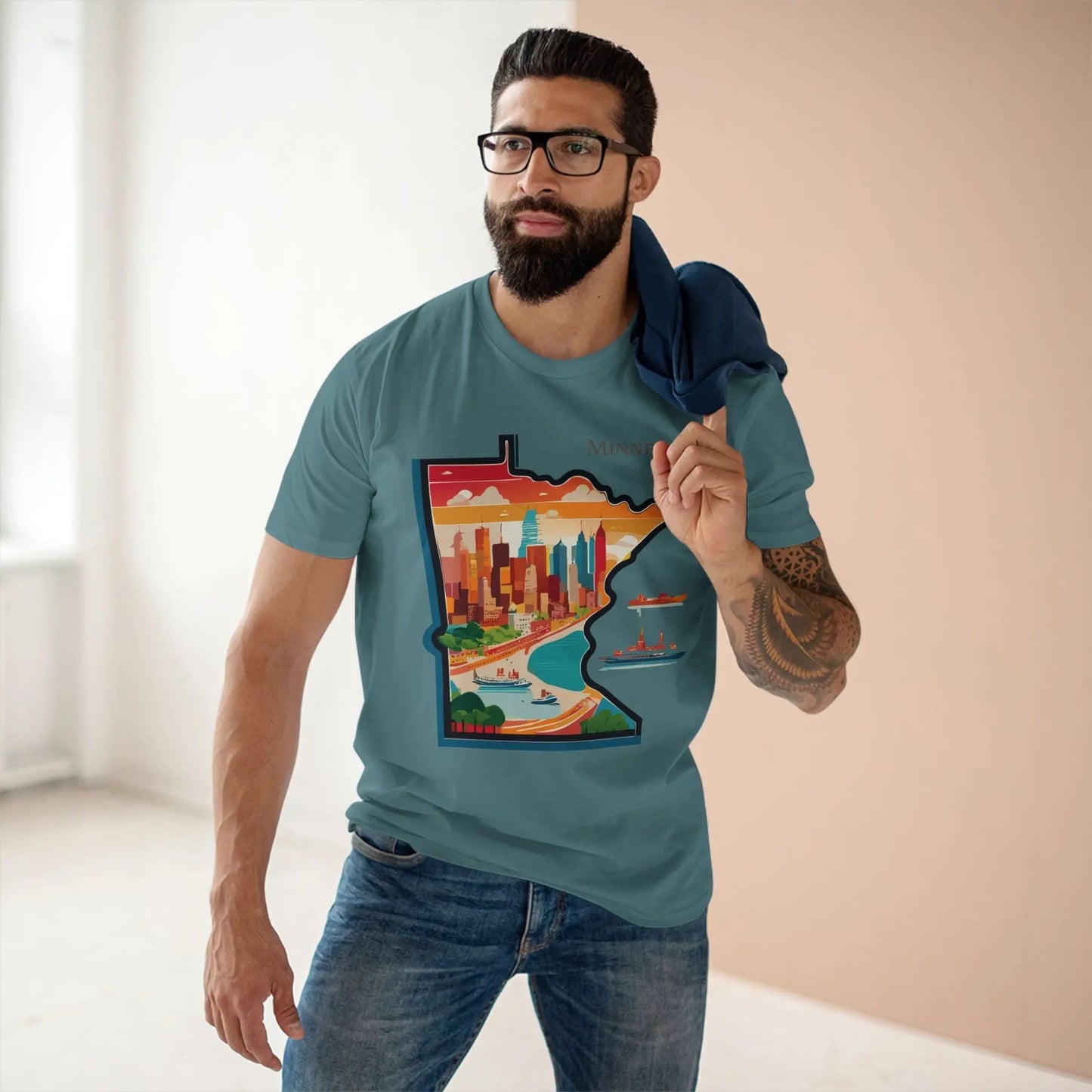 Minnesota Shirt Unisex Premium Cotton Tee With Original Art Design By Retro2Nova Artwork