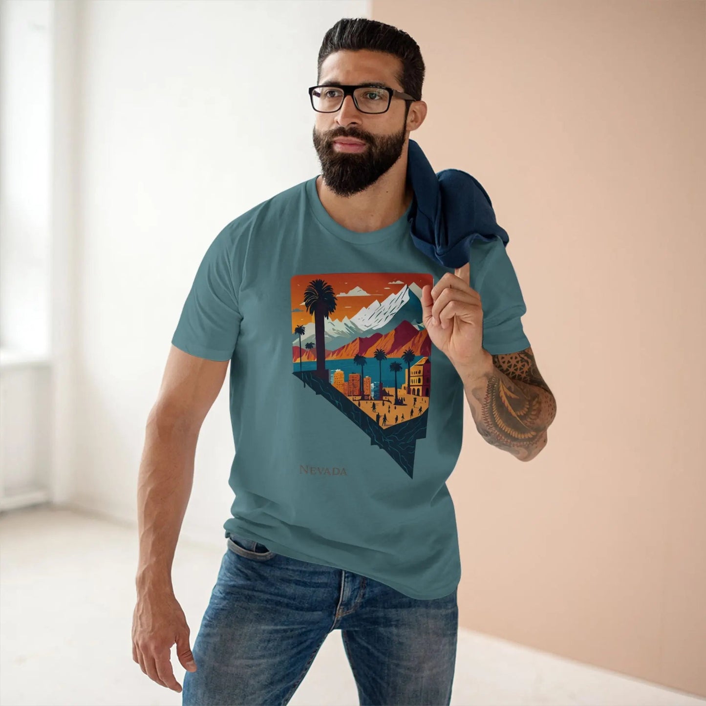 Nevada State Shirt Unisex Premium Cotton Tee With Original Retro2Nova Art Collection