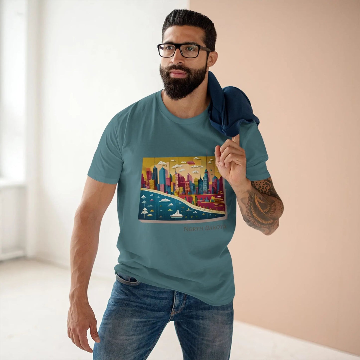 North Dakota US State Shirt Premium Cotton Unisex Tee With Original Art Design Edition