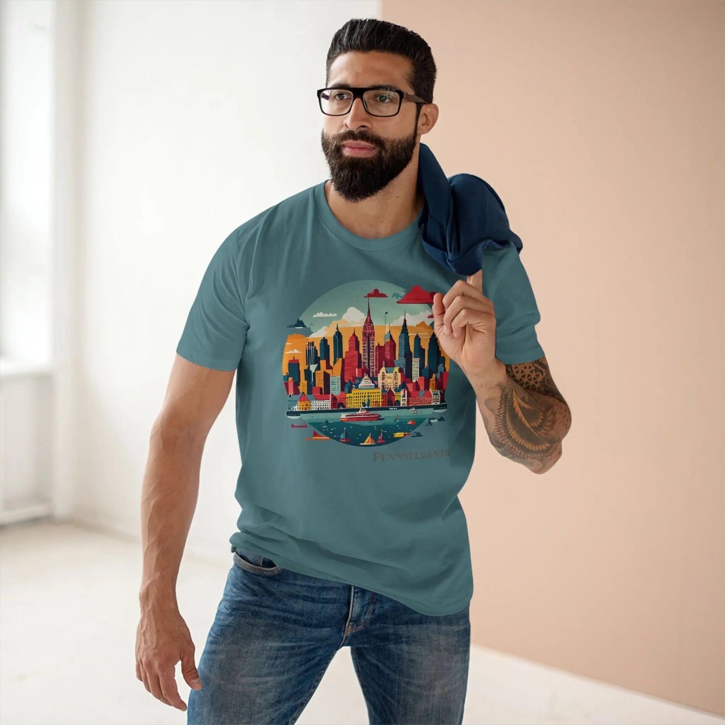 Pennsylvania US State Shirt Unisex Premium Cotton Tee With Original Art Design By Retro2Nova