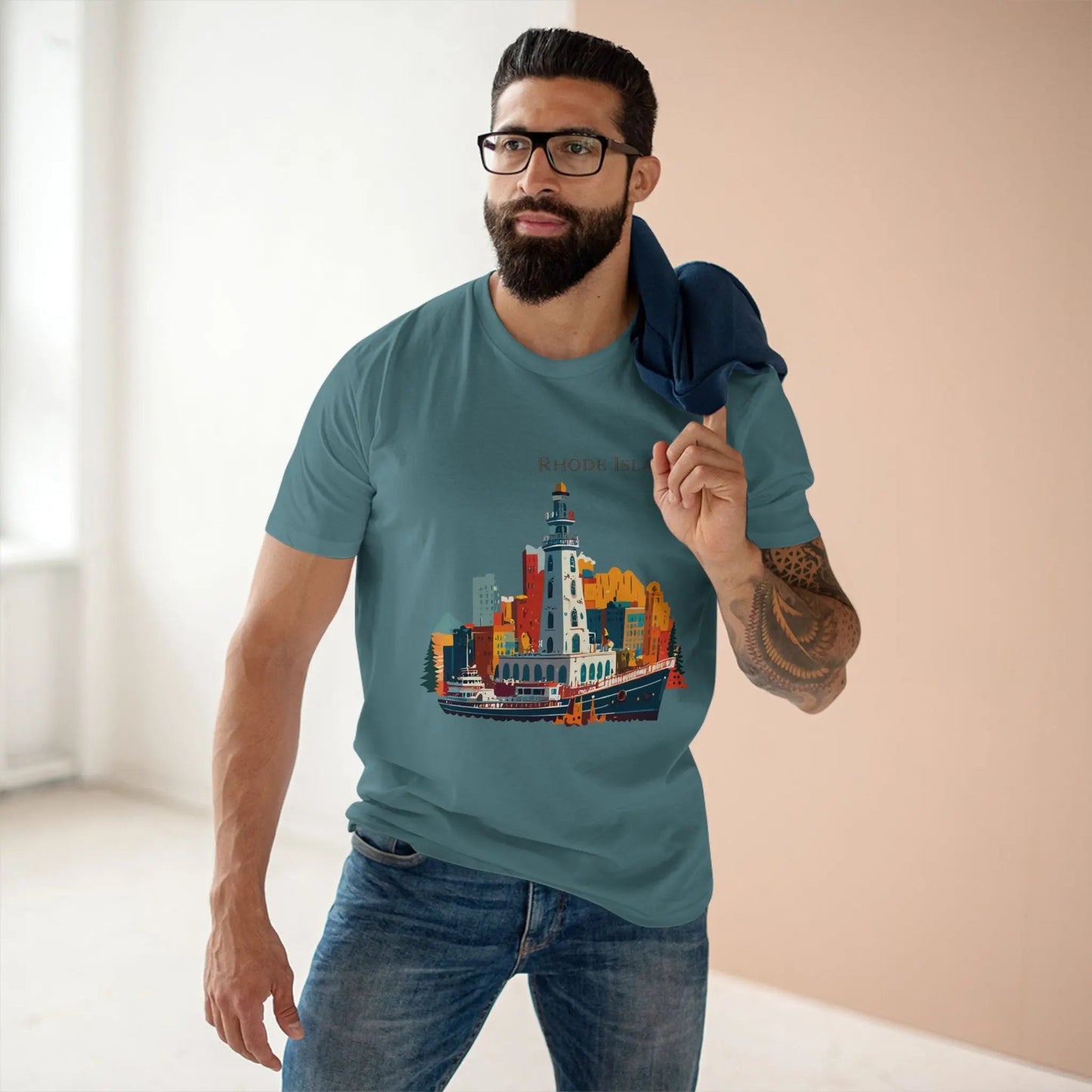 Rhode Island State Shirt Unisex Premium Cotton Tee With Original Art Design By Retro2Nova