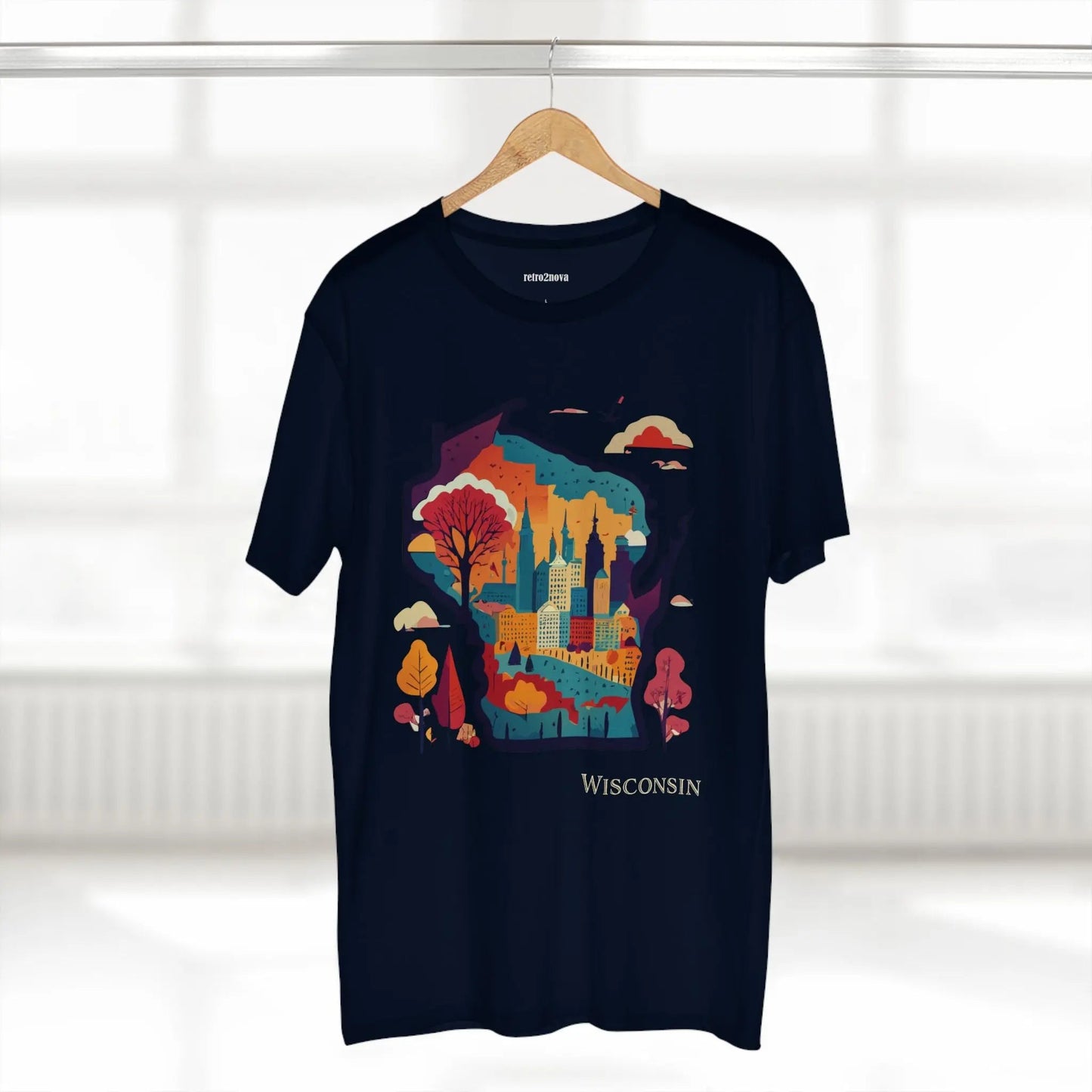 Wisconsin State Shirt Unisex Premium Cotton Tee With Original Art By Retro2Nova Collection