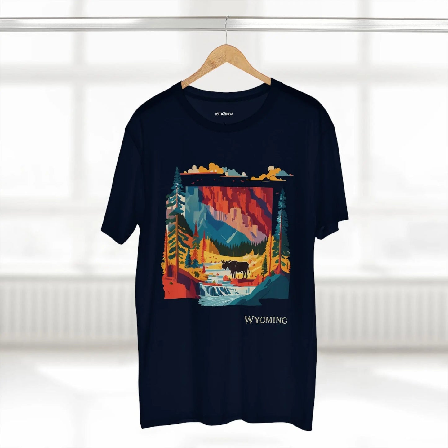 Wyoming US State Shirt Unisex Premium Cotton Tee With Original Art Collection By Retro2Nova