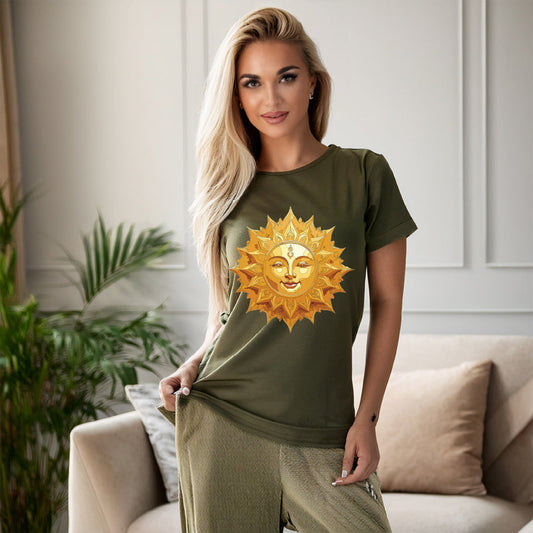 Gold Sun Graphic Unisex 100 Cotton T-Shirt with Golden Art Design 21