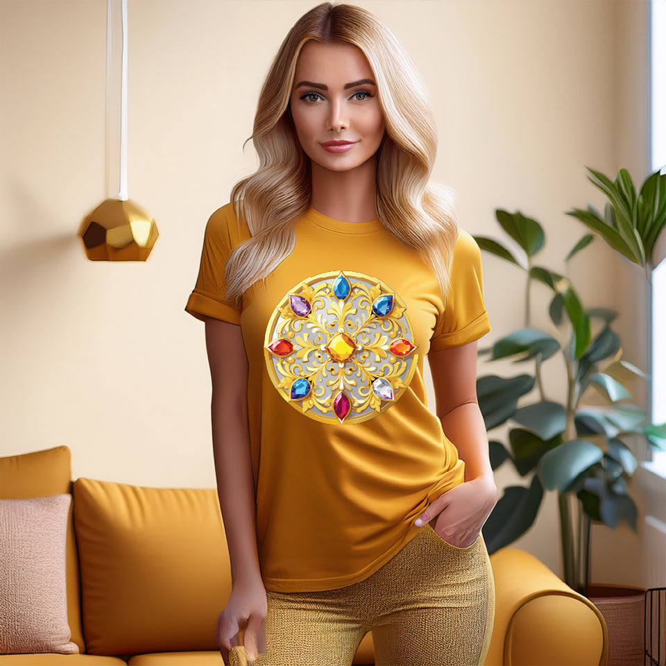 Medallion Graphic T-Shirt Unisex 100 Cotton With Gold Art Design Medal Tee 4