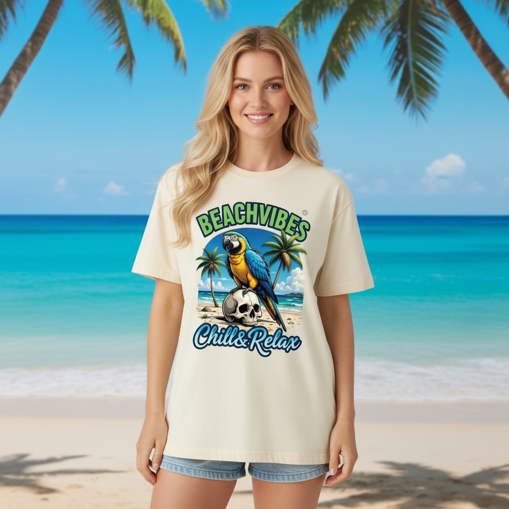 Parrot Beach Unisex Oversized 100 Cotton T-Shirt