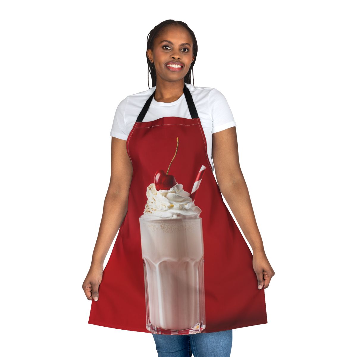 Cherry Milkshake Apron Stain-Resistant - Art Print Canvas Apron