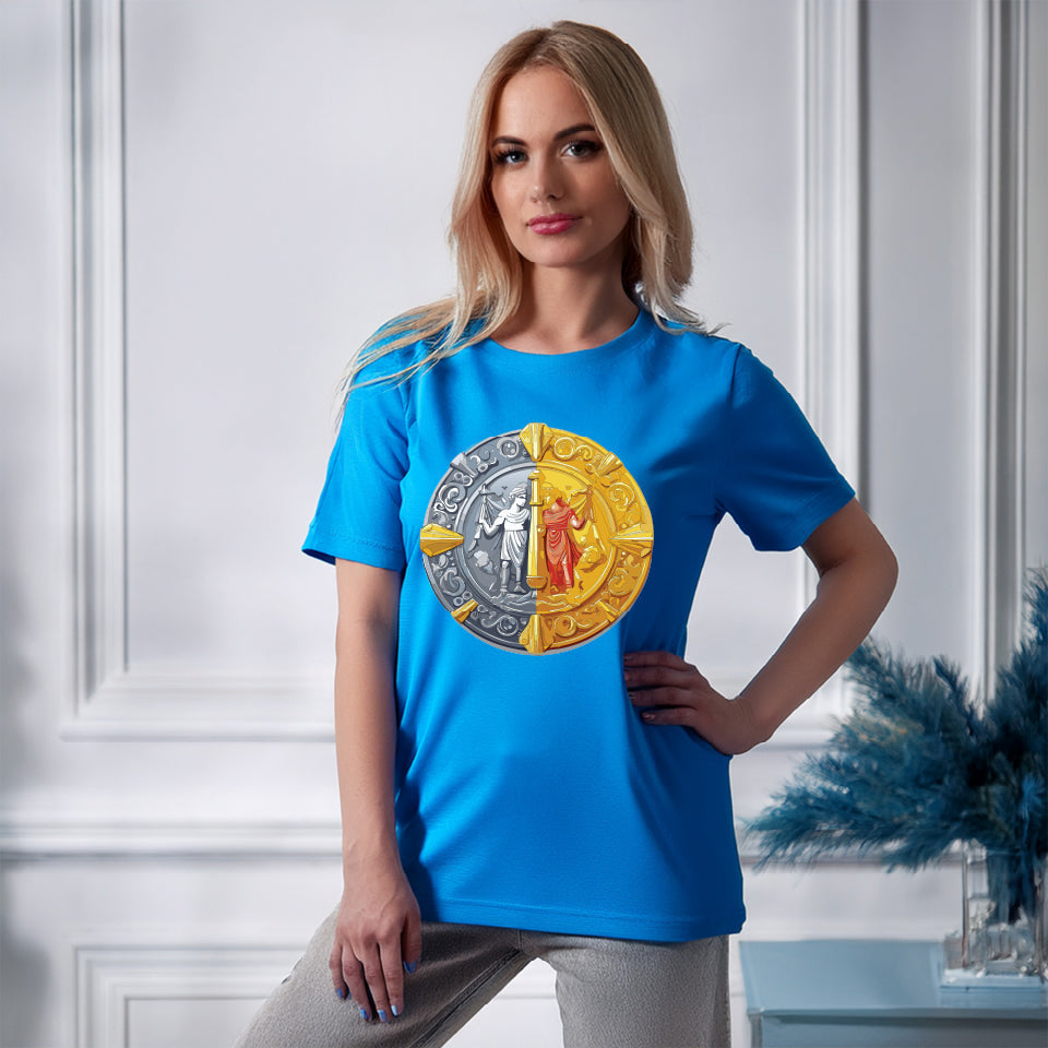 Antique Gold Coin Graphic Design T-Shirt Unisex 100 Cotton With Golden Print Artwork Tee 17