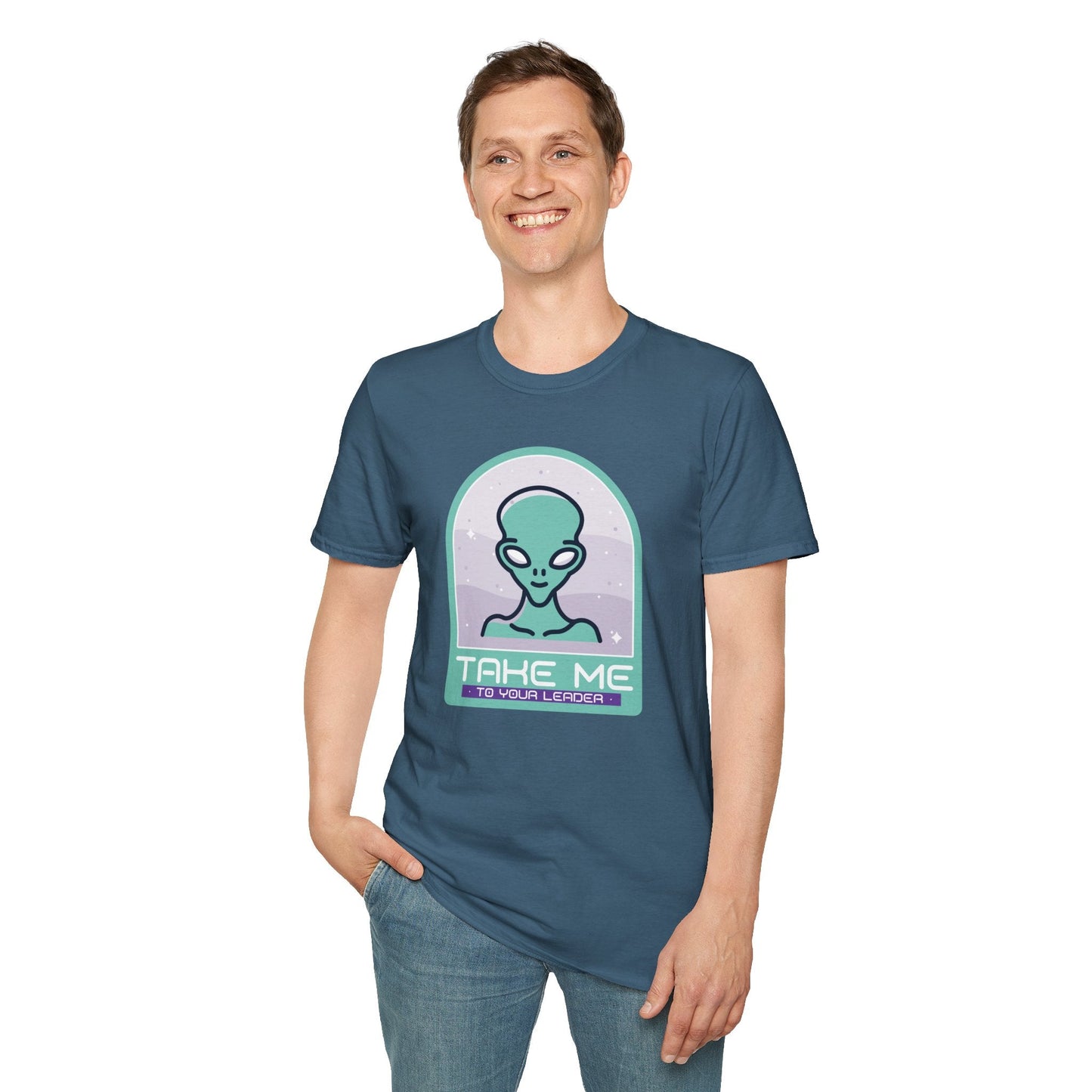 Alien Graphic TShirt  Take Me to Your Leader Retro Space Tee