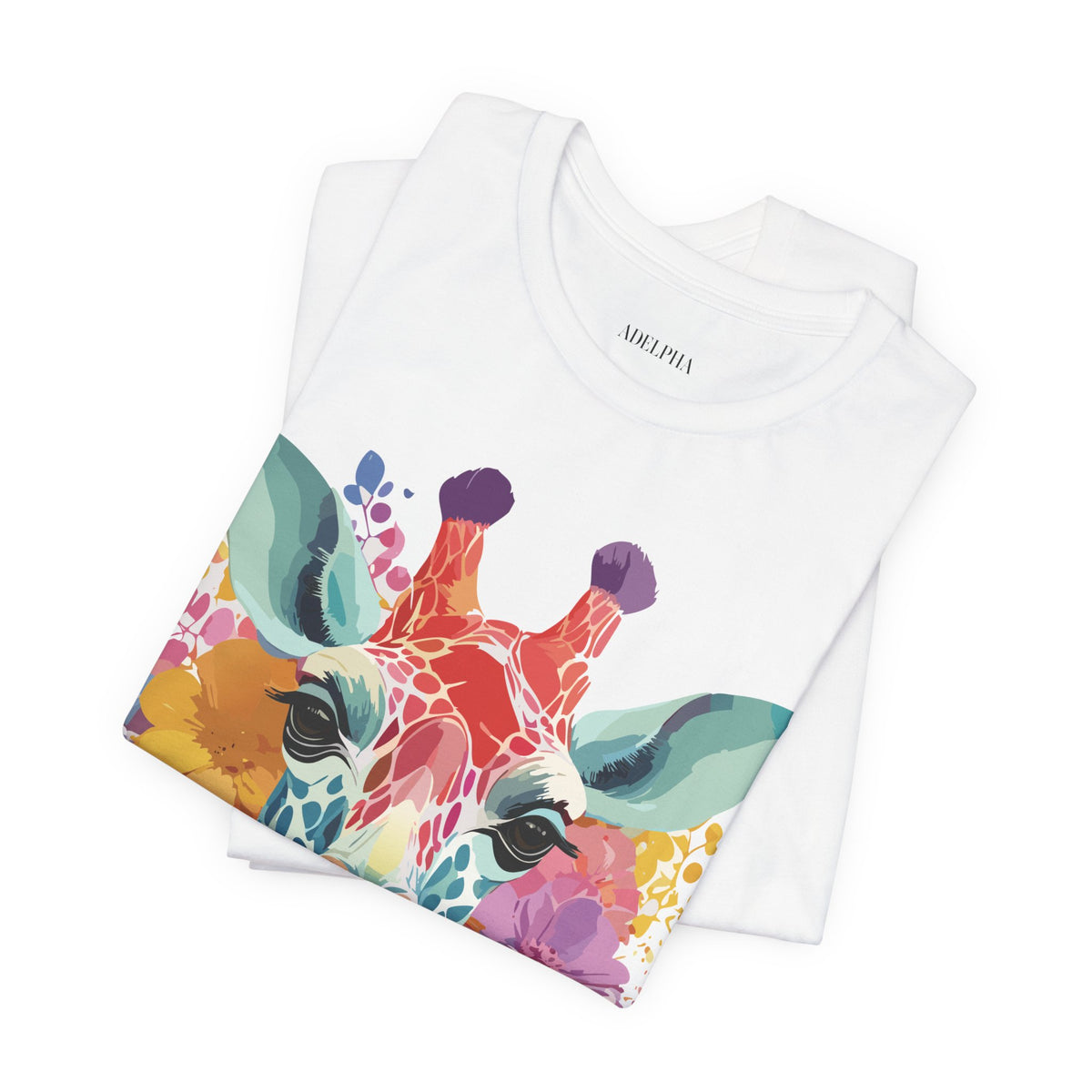 Giraffe Graphic Unisex Cotton Bella+Canvas Tee with Art Animal Design e17