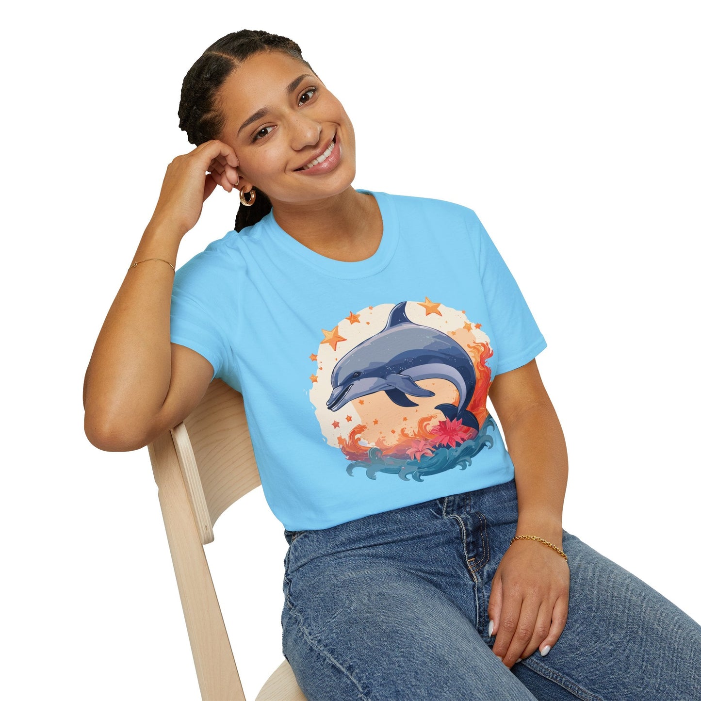 Dolphin Shirt Unisex Tee Gildan Softstyle 64000 100 Percent Ring Spun Cotton Comfort Wear
