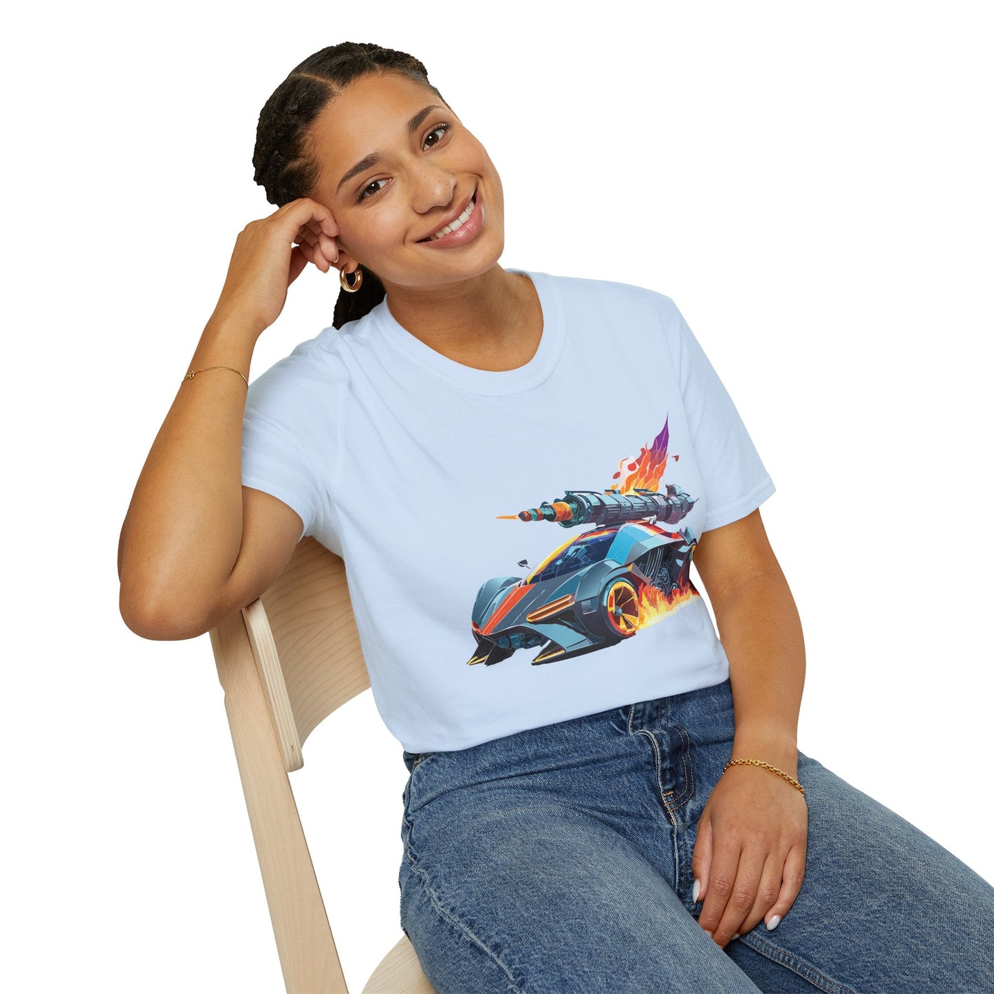 Car Graphic Unisex Cotto Softstyle Art Design with Hot Wheels Artwork Tee 5
