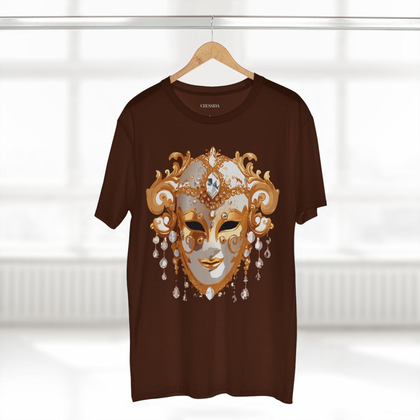 Carnival Mask Graphic T-Shirt Unisex 100 Cotton With Antique Gold Art Design Tee 24