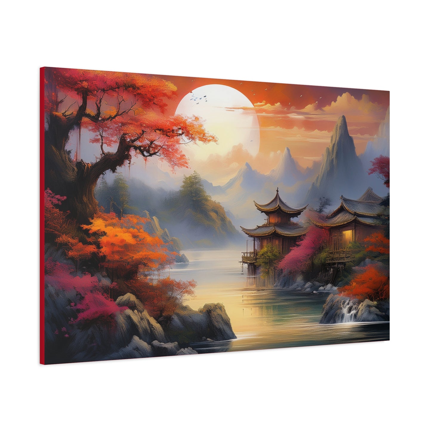 Japanese Painting Print Canvas 24x16, 30x20, 36x24, 48x32, 60x40, Bright Latex Inks Pine-Wood Inner Frame JPN-13