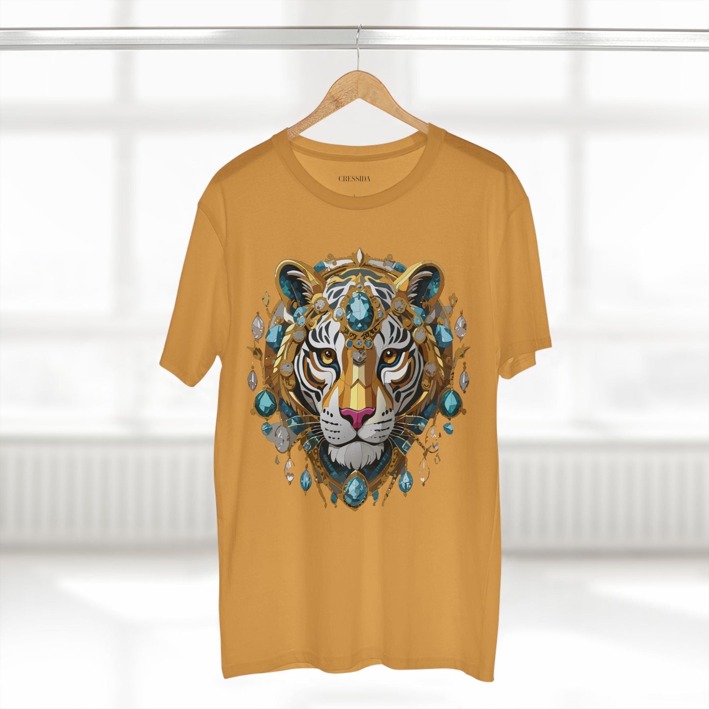 Tiger Graphic Unisex 100 Cotton Tee With Unique Animal Golden Medallion Art Design 50