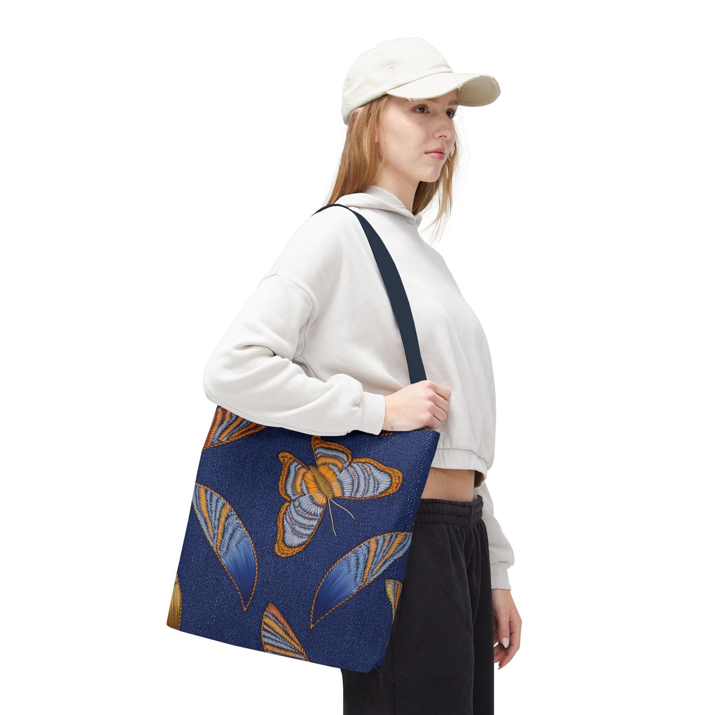 Denim Fabric Imitation Print Unisex Canvas Bag Poly Spun 3 Sizes Tote Bag 173
