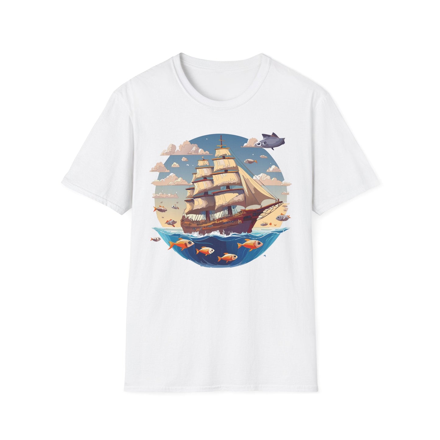 Nautical Ship Frigate Vessel T Shirt Unisex Premium Softstyle Cotton Tee Gildan 64000