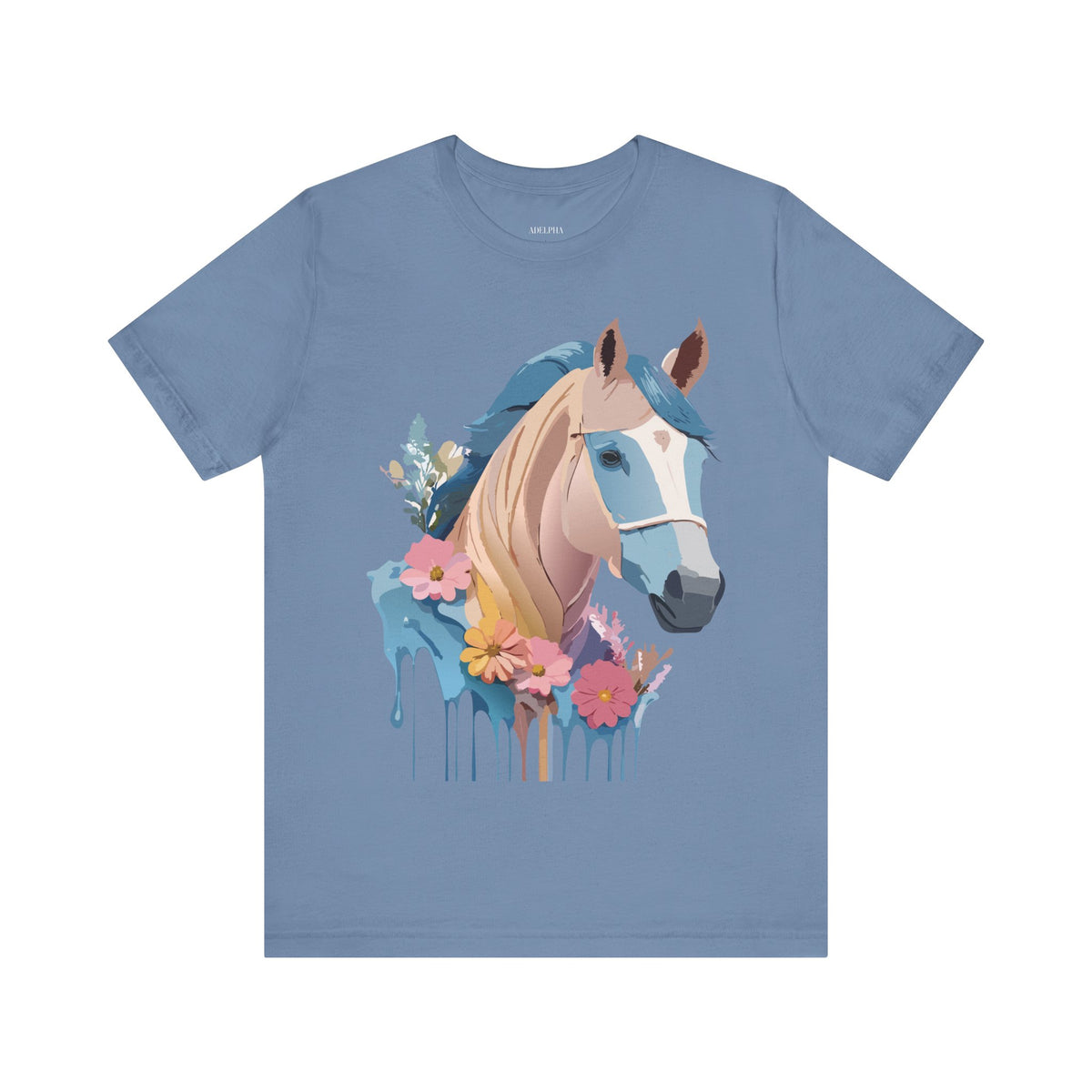 Horse Graphic Unisex Cotton Bella+Canvas Tee with Art Animal Design e33