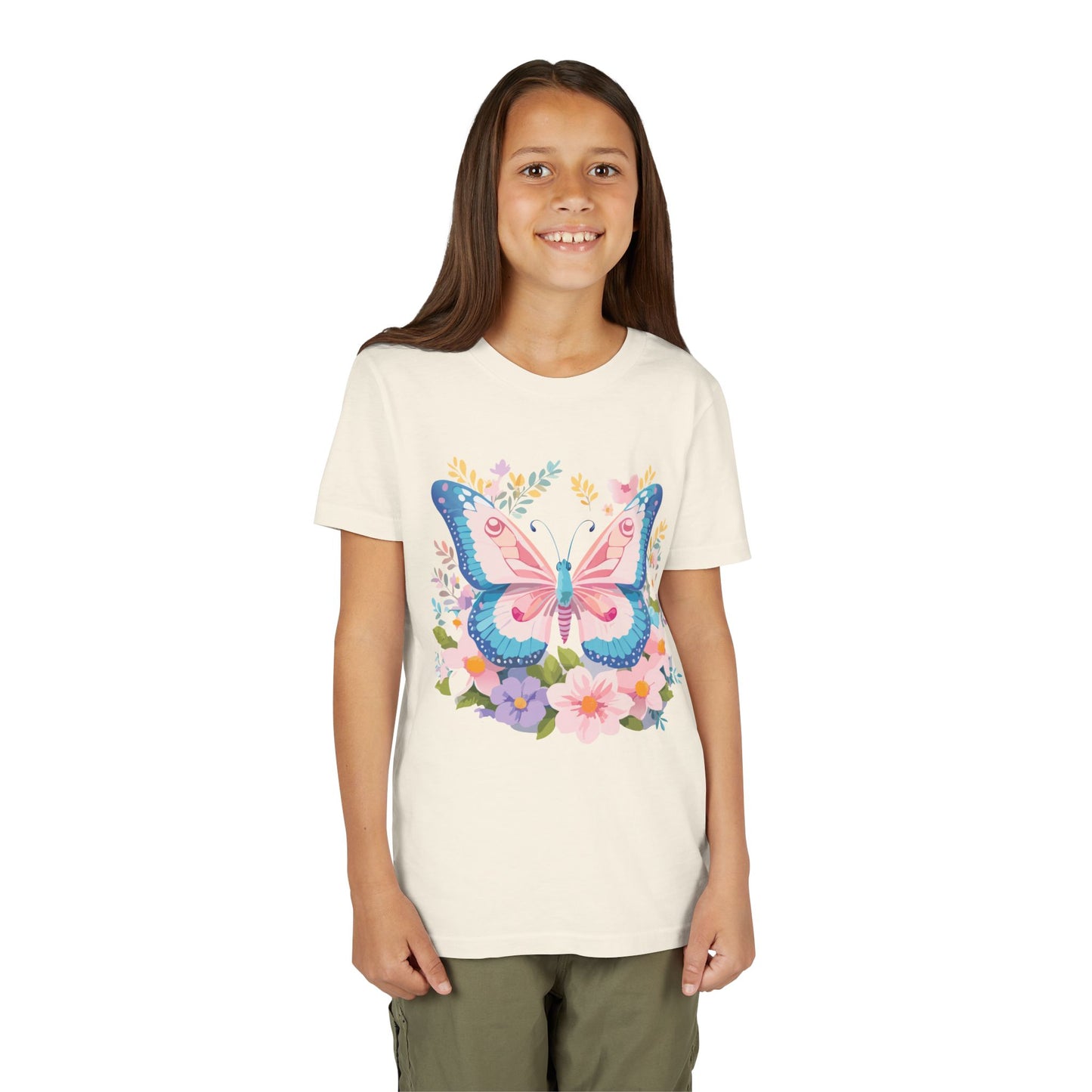 Camiseta juvenil Butterfly Blossom: camiseta de manga corta colorida para celebraciones de primavera (9 a 14 años)