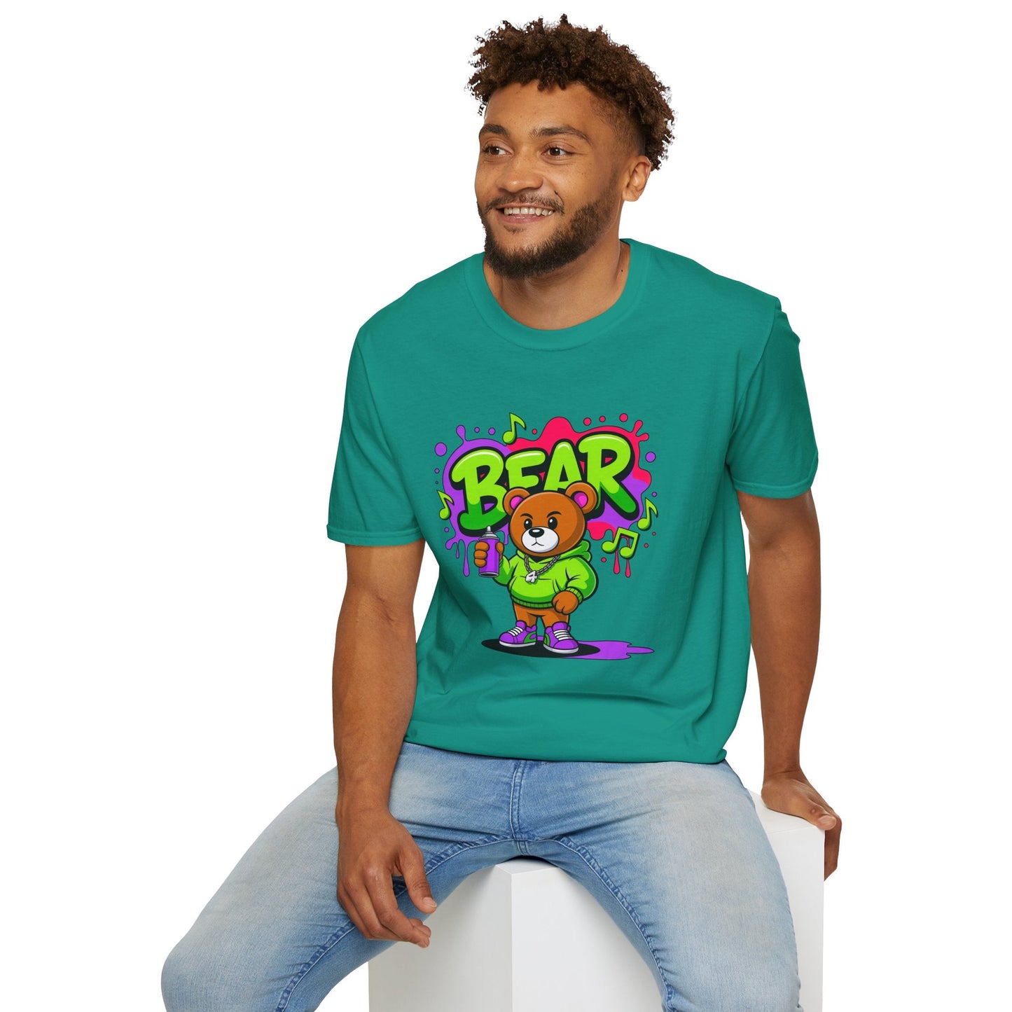 Cartoon T Shirt With Animation Funny Animals Tee Gildan Softstyle 64000 100 Percent Ring Spun Cotton