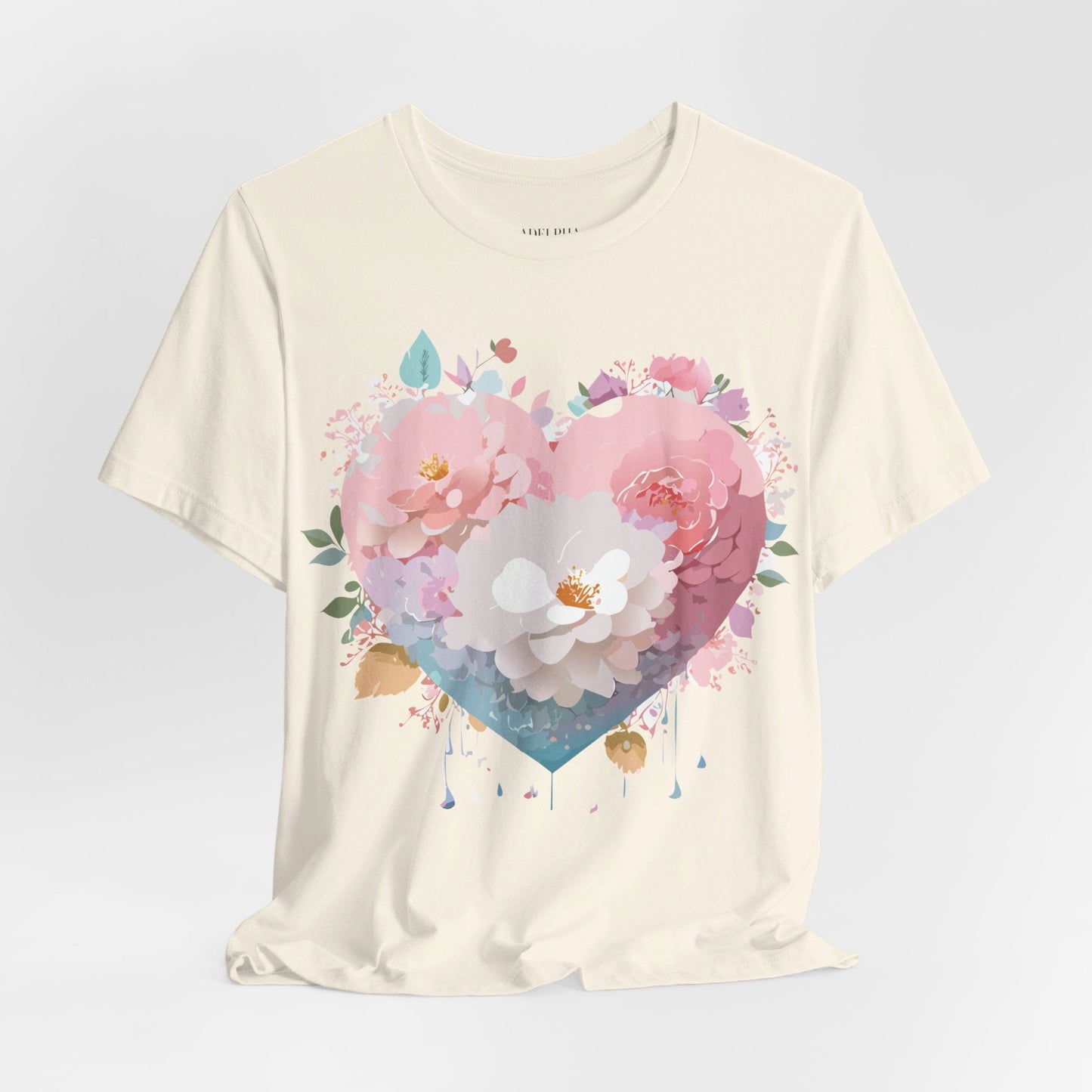 Valentine Day Graphic Unisex 100 Cotton Vintage Artwork with Love and Flower Design Tee 35
