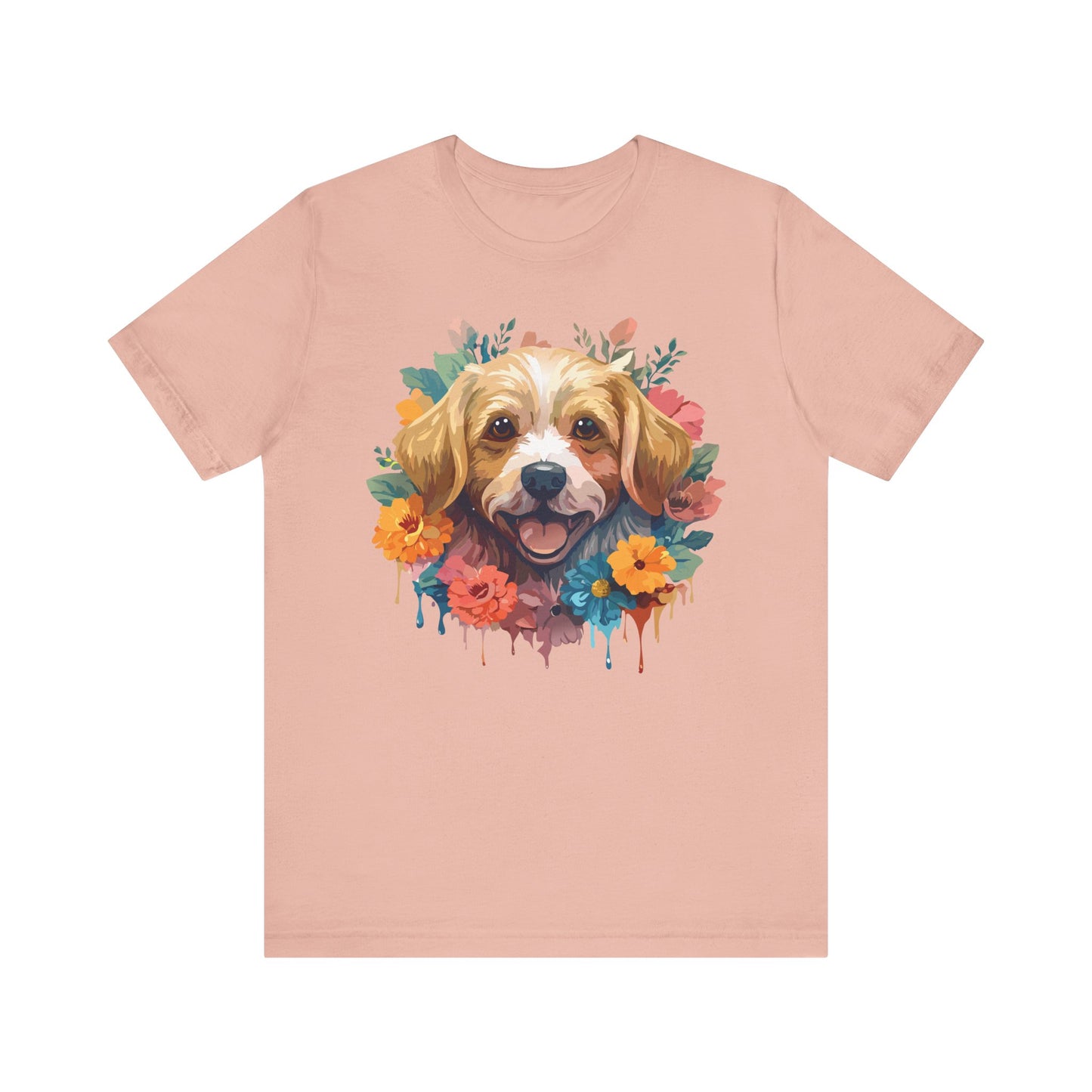 Floral Dog Tee, Animal Shirt, Dog Shirt, Floral Tee, Flower T-shirt, T-Shirt with Animal, Summer Top with Art Design