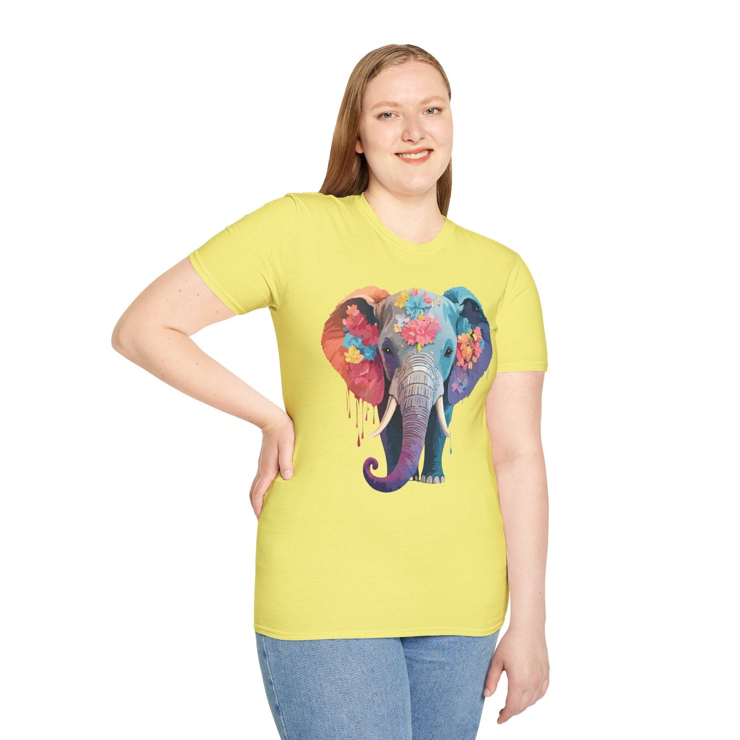 Unisex Elephant T Shirt Gildan SoftStyle 64000 100 Percent Ring Spun Cotton Tee Shirt