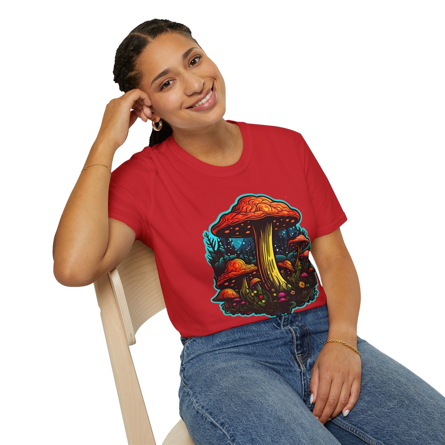 Funny Mashroom Graphic Unisex Softstyle Cotton With Cartoon Illustration Design 22