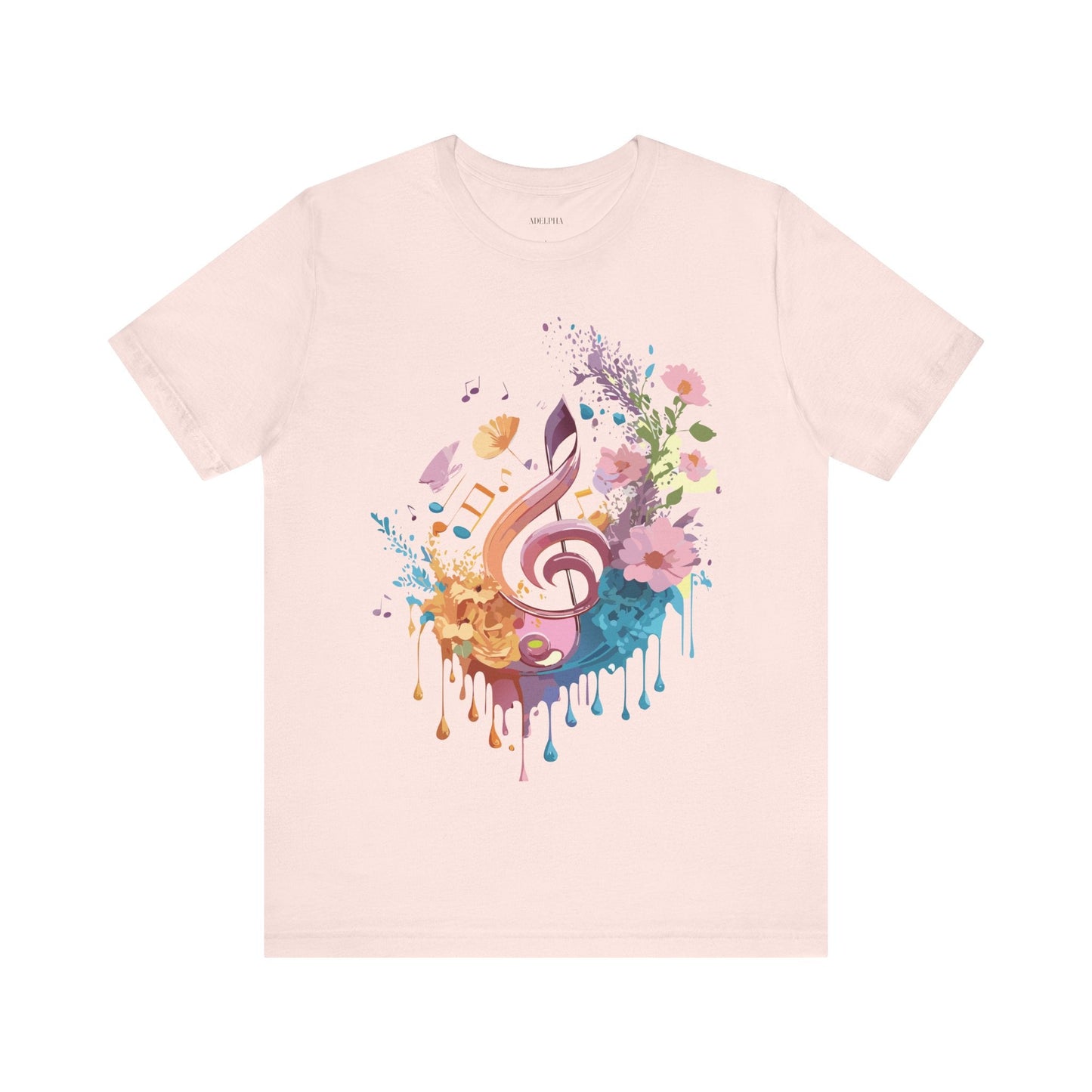 Music Graphic Unisex 100 Cotton Vintage Art with Musical Elements Tee 115