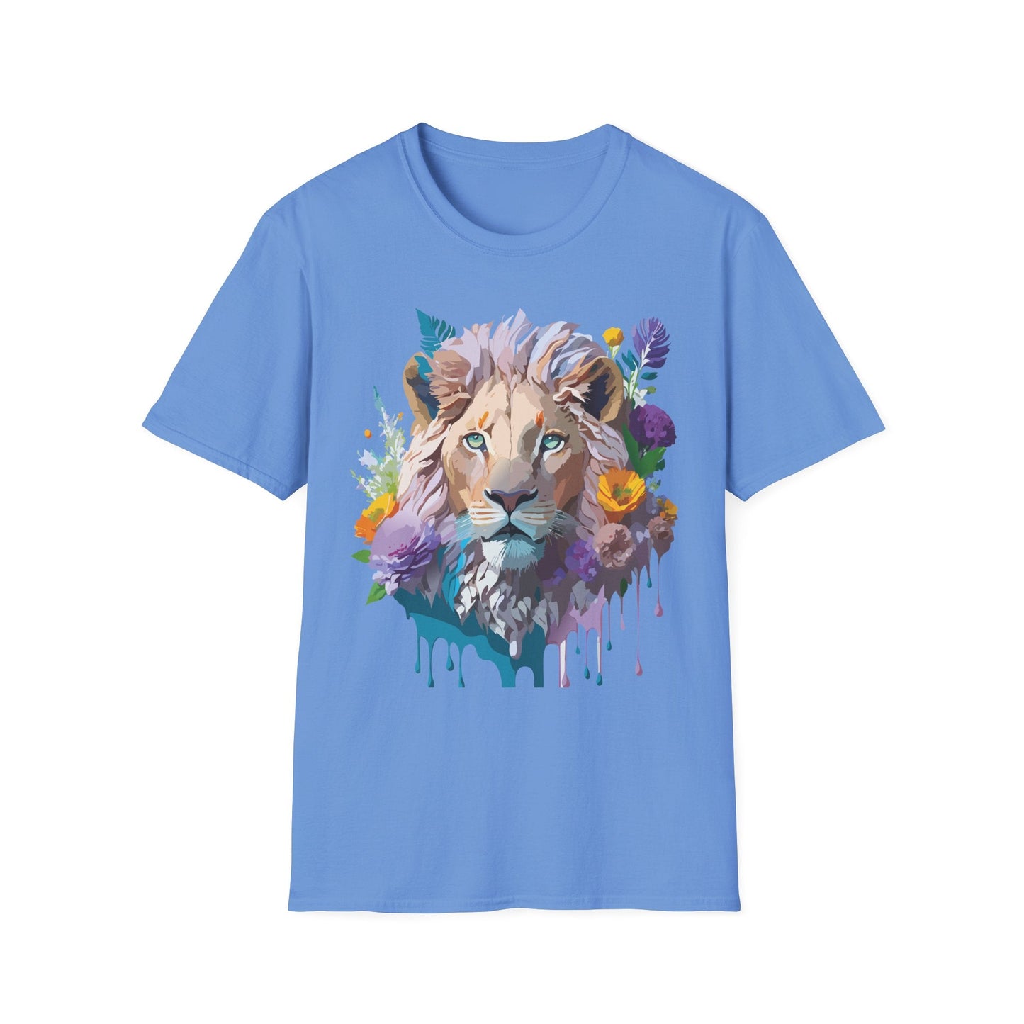Unisex Lion Shirt Floral Lion Tee Animal Print Tee Gildan 64000