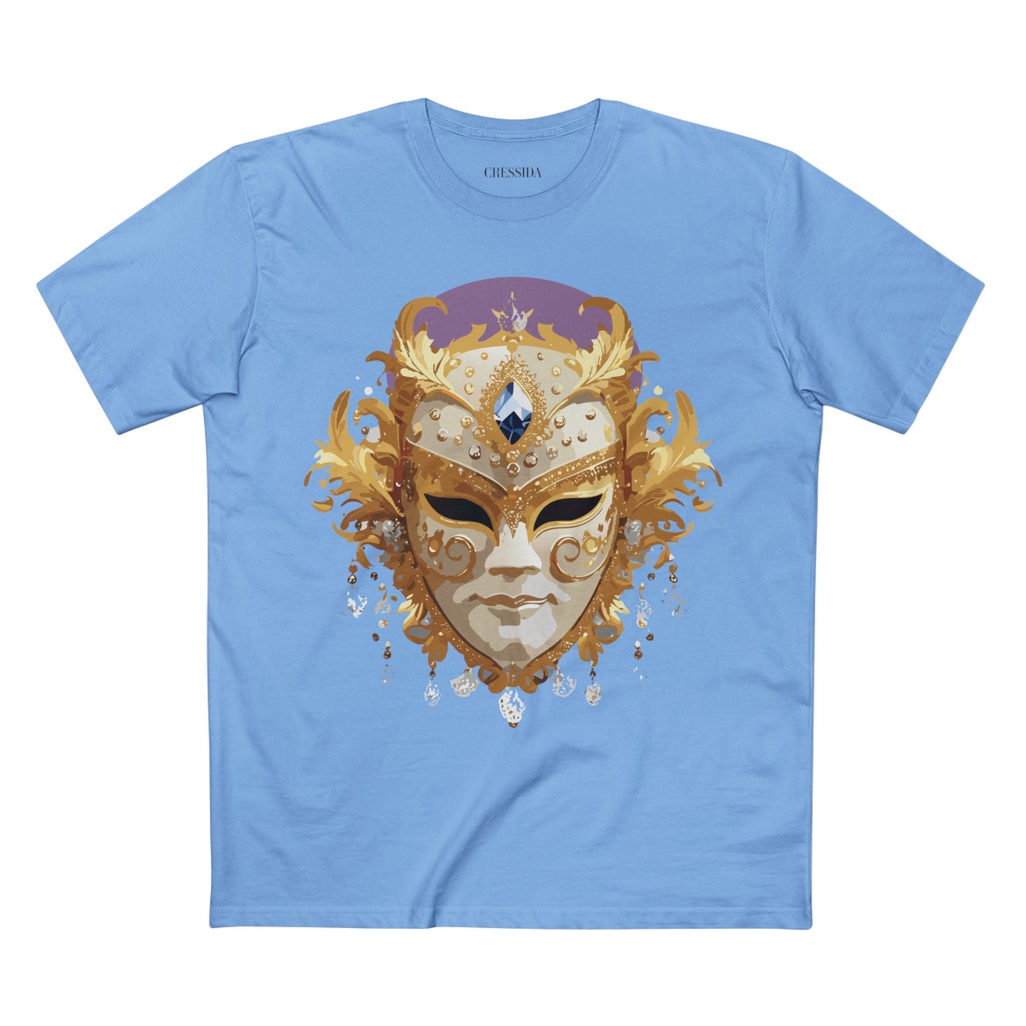 Carnival Mask Graphic T-Shirt Unisex 100 Cotton With Antique Gold Art Design Tee 18
