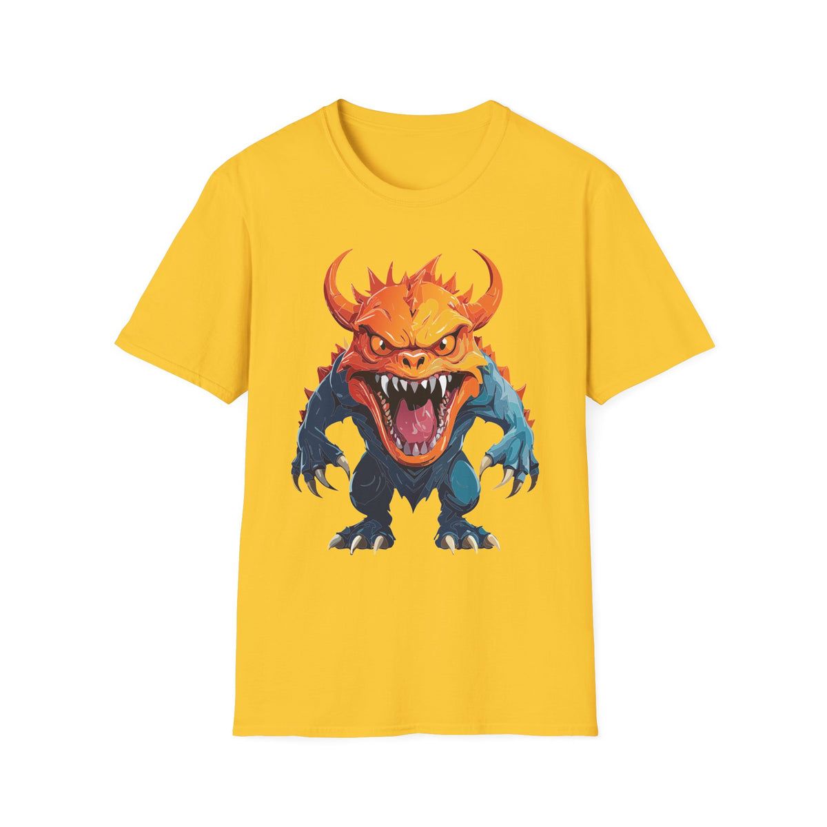 Monster Roar T‑Shirt — Fierce Orange Dragon Cartoon Graphic Tee Unisex 100 Cotton Gildan T-Shirt