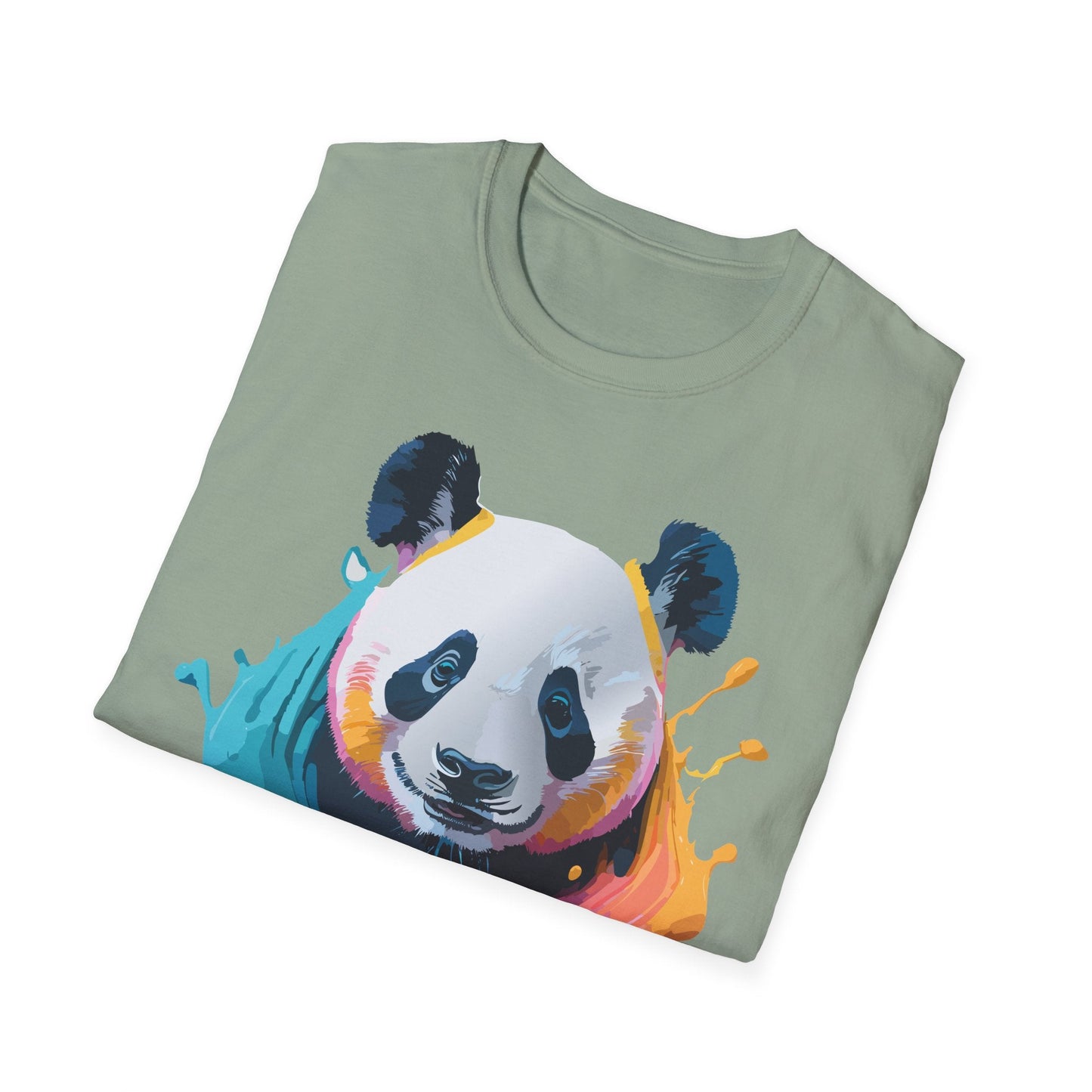 Unisex Panda Shirt T Shirt With Panda Animal Print Tee Softstyle Gildan 64000 100 Percent Ring Spun Cotton