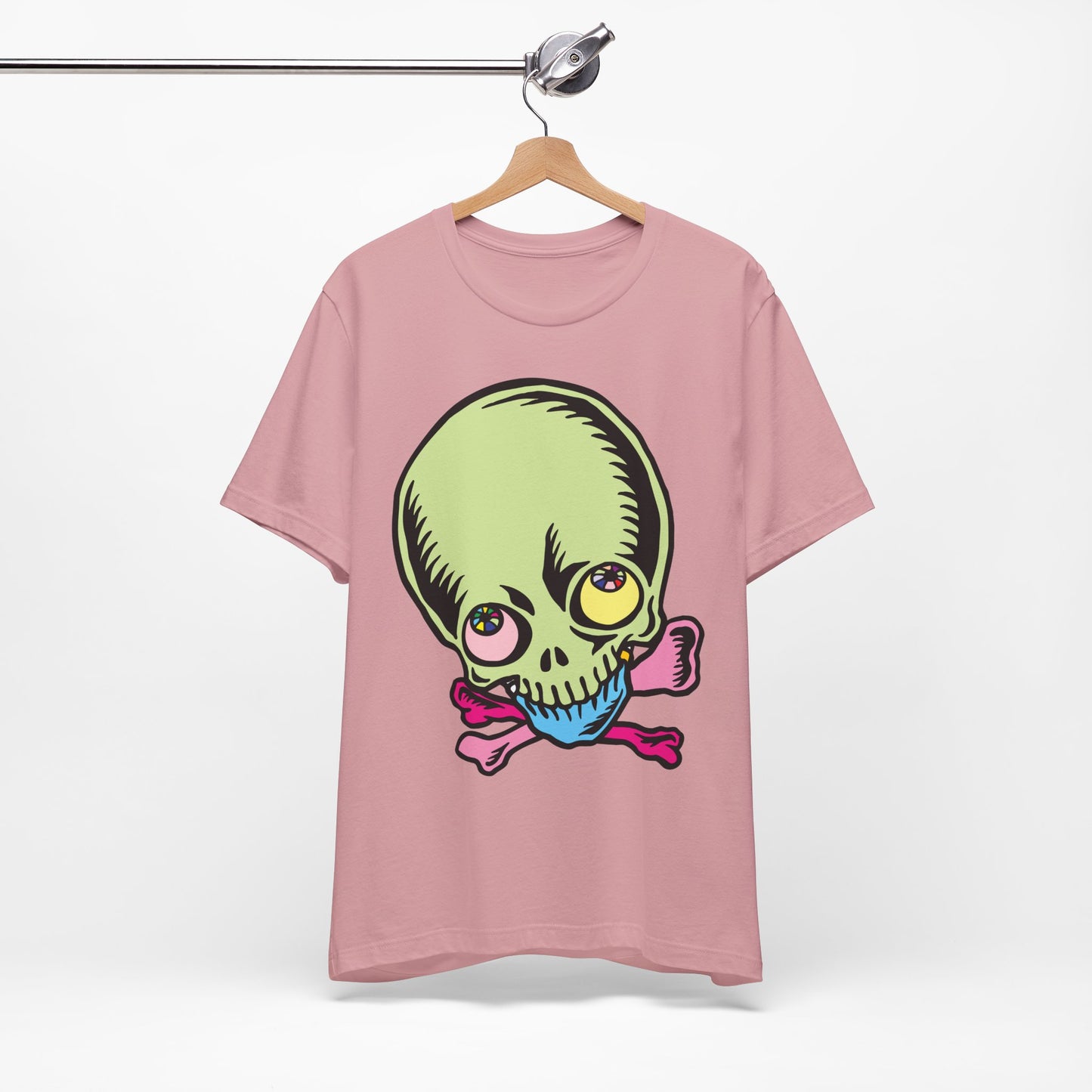 Lt Green Skull Graphic Design Tee, Skull Shirt, Vintage Tees, Art Design T-Shirt, Vintage Graphic Tee, Art Shirts with Skulls