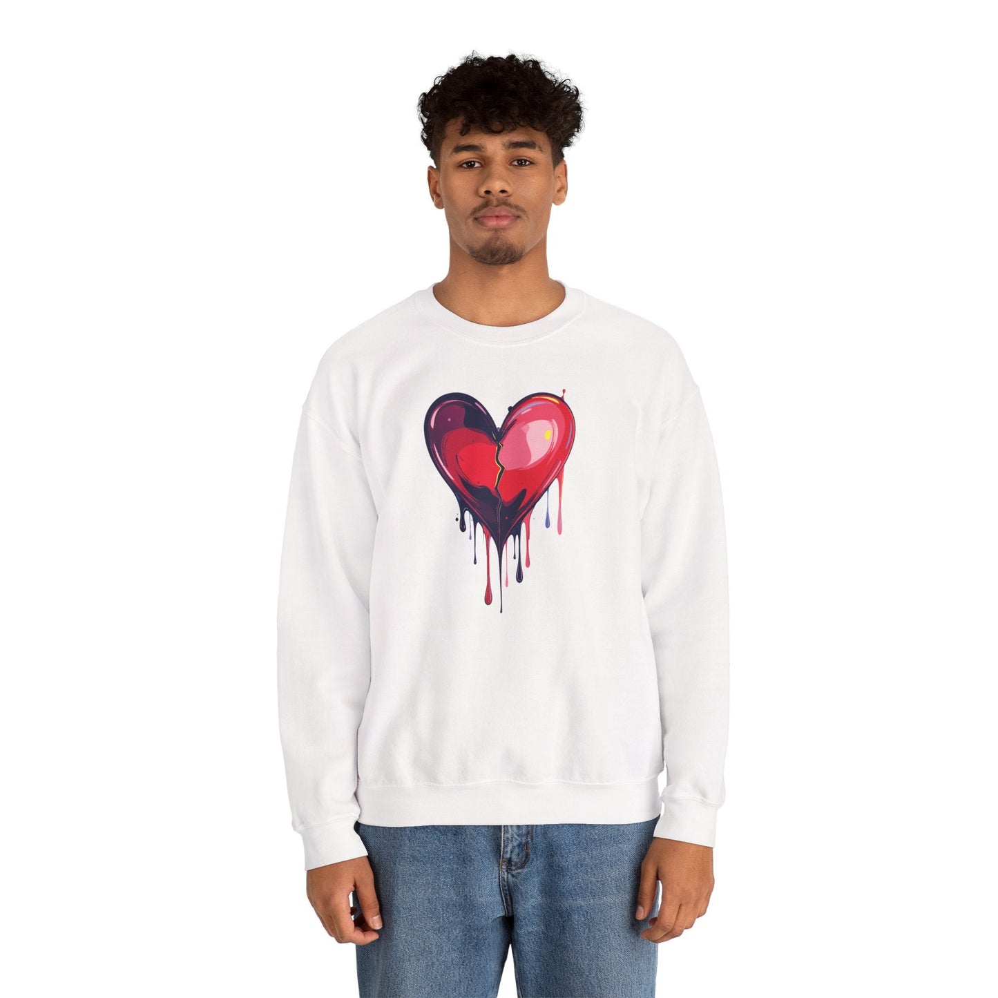 Red Heart Floral Sweatshirt Unisex Heavy Blend Crewneck Valentines Day Love Sweatshirt
