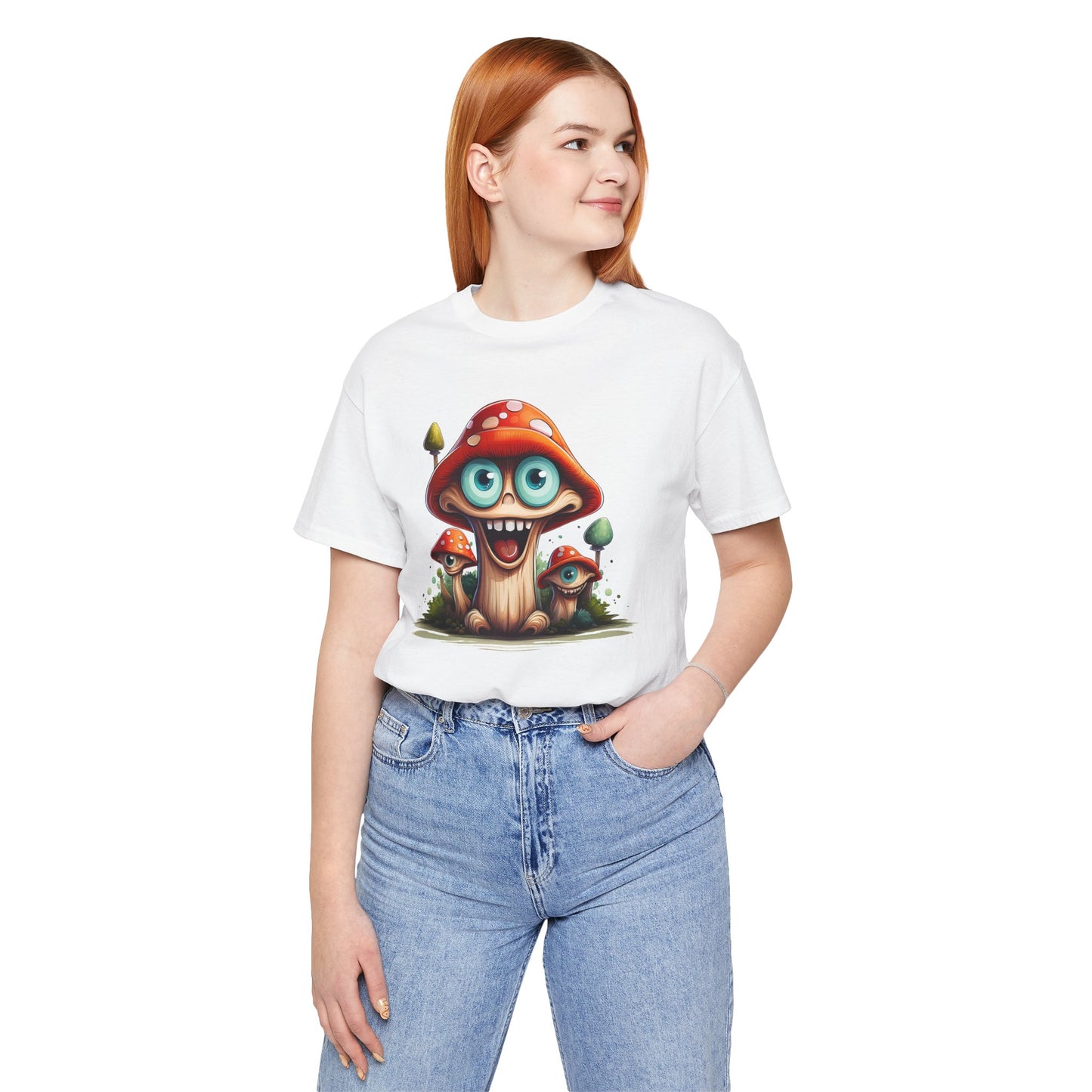 Cute Mushroom Graphic Tee, Fun Cartoon Shirt, Funny Mushroom Shirt, Cute Cartoon Tees, Graphic T-Shirt, Art Design T-Shirt