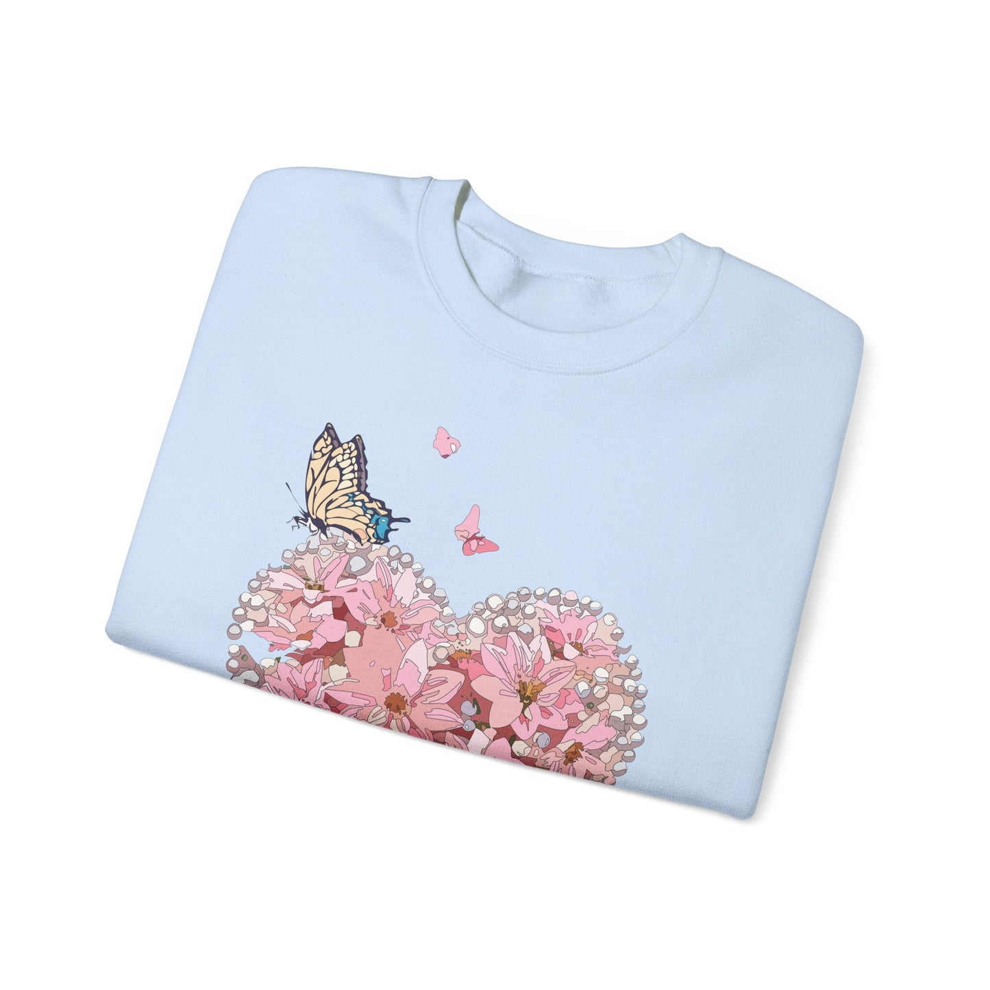 Unisex Floral Heart Sweatshirt with Love Floral Design for Valentines Day Gift Idea