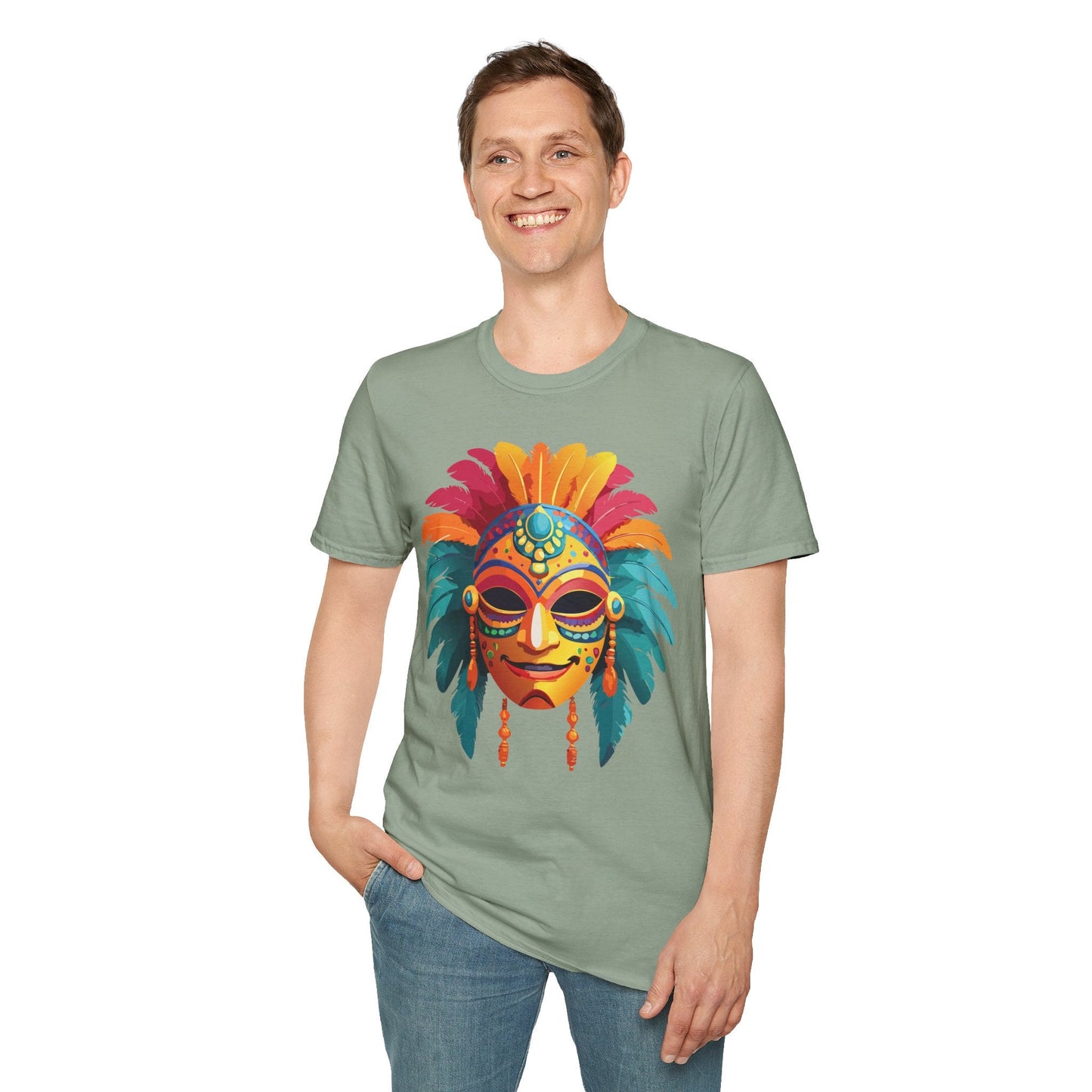 Mask Tee Shirt Unisex Softstyle Gildan 64000 100 Percent Ring Spun Cotton Masquerade Tee