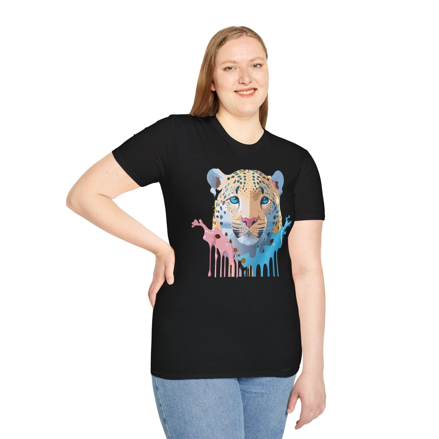 Unisex Cheetah Print Gildan Softstyle 64000 Short Sleeve T Shirt
