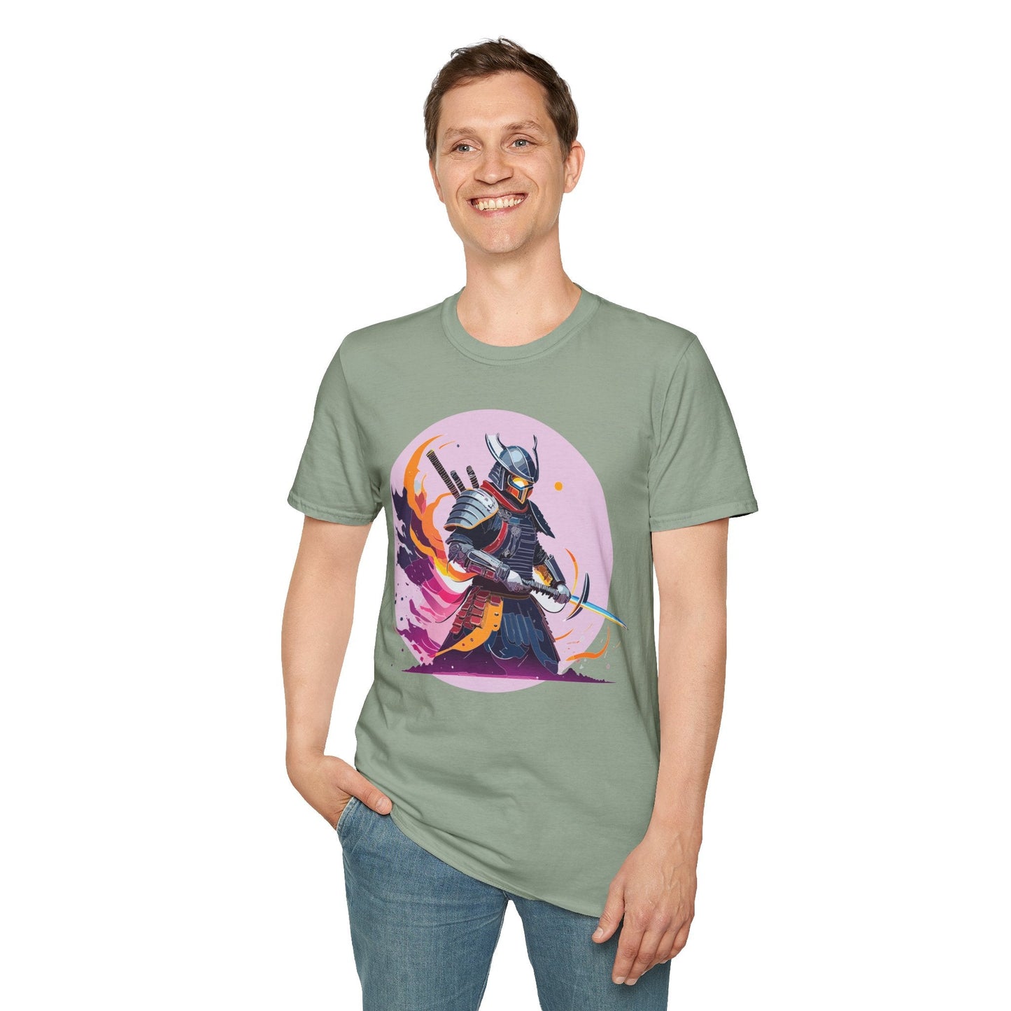 Samurai Shirt Unisex Short Sleeve Tee With Samurai Print Softstyle Gildan 64000 Ring Spun Cotton