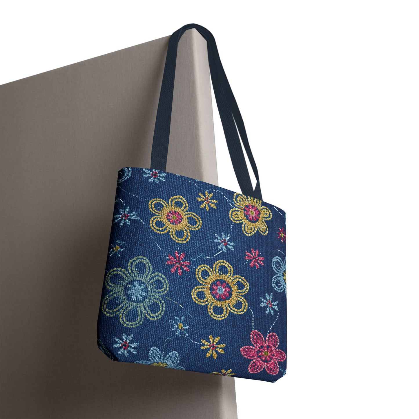 Denim Fabric Imitation Print Unisex Canvas Bag Poly Spun 3 Sizes Tote Bag 156