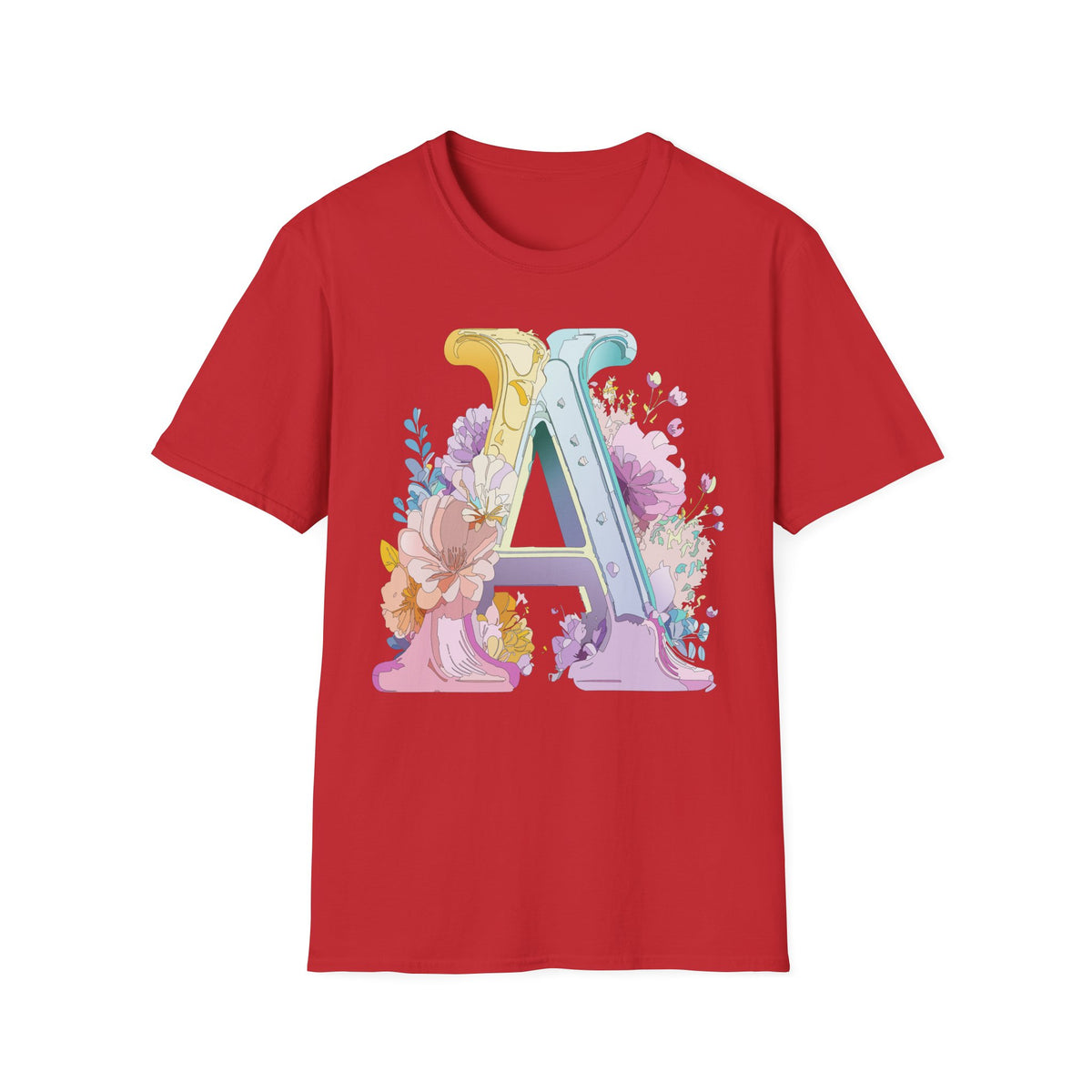 Floral Monogram A T-Shirt | Letter A Initial Tee, Botanical Alphabet Shirt