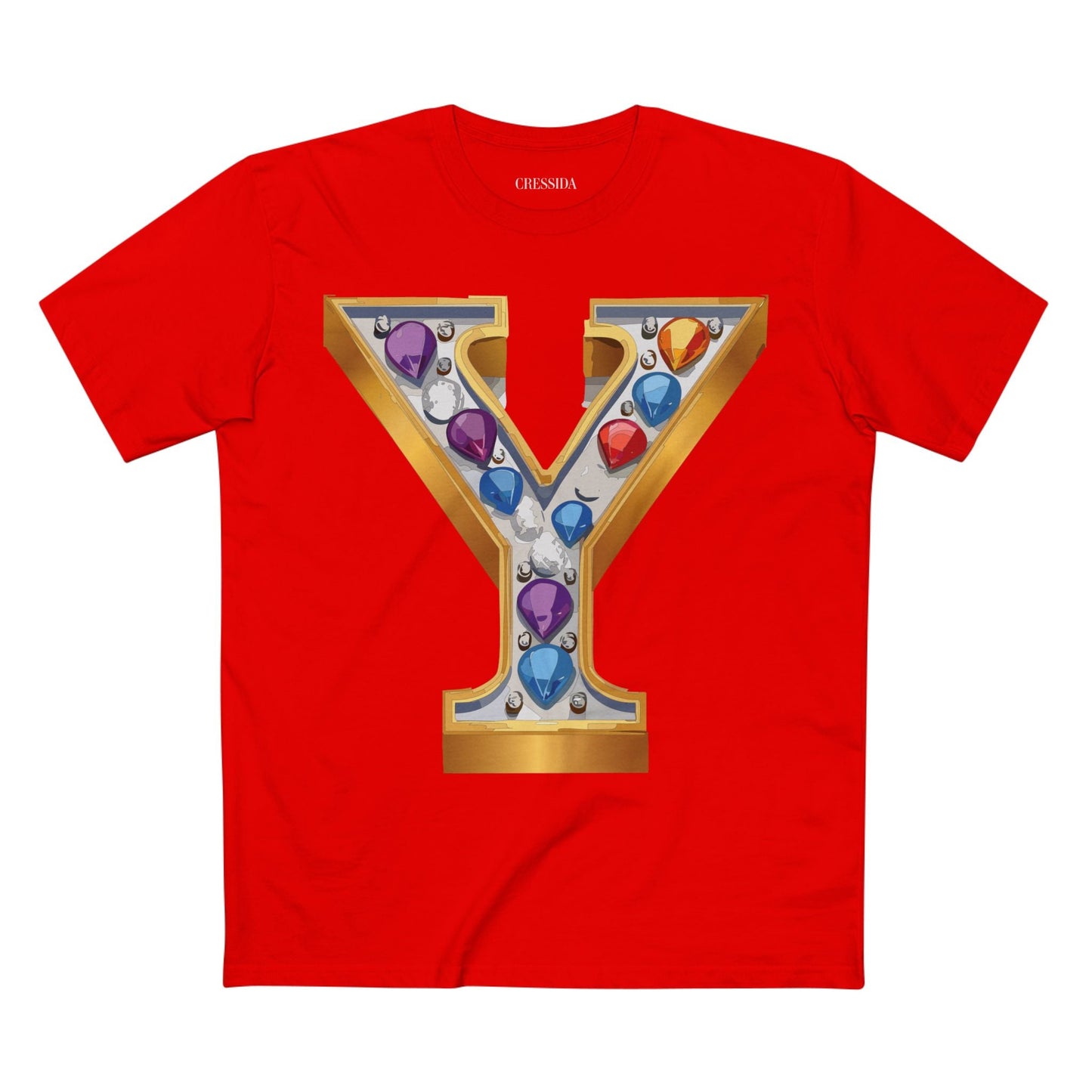Letter Y Graphic Design Tee Unisex 100 Cotton With Antique Gold Letters Artwork T-Shirt