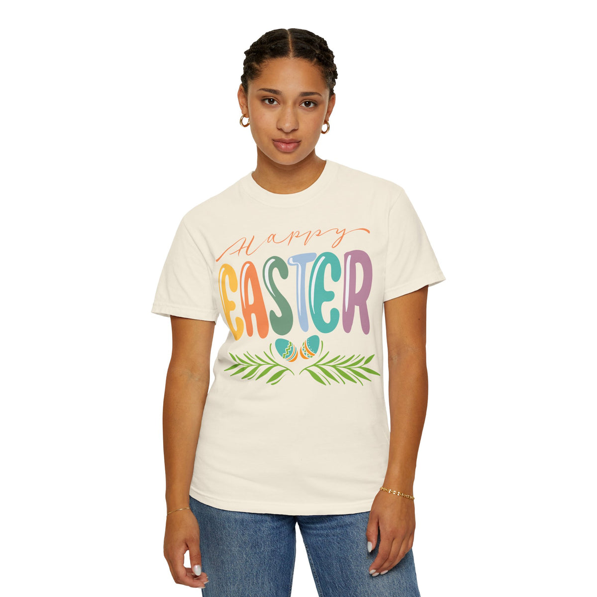 Happy Easter T-Shirt, Tee Shirt with Easter Signature, T Shirt with Easter Prints, Tee Shirt with Easter Design