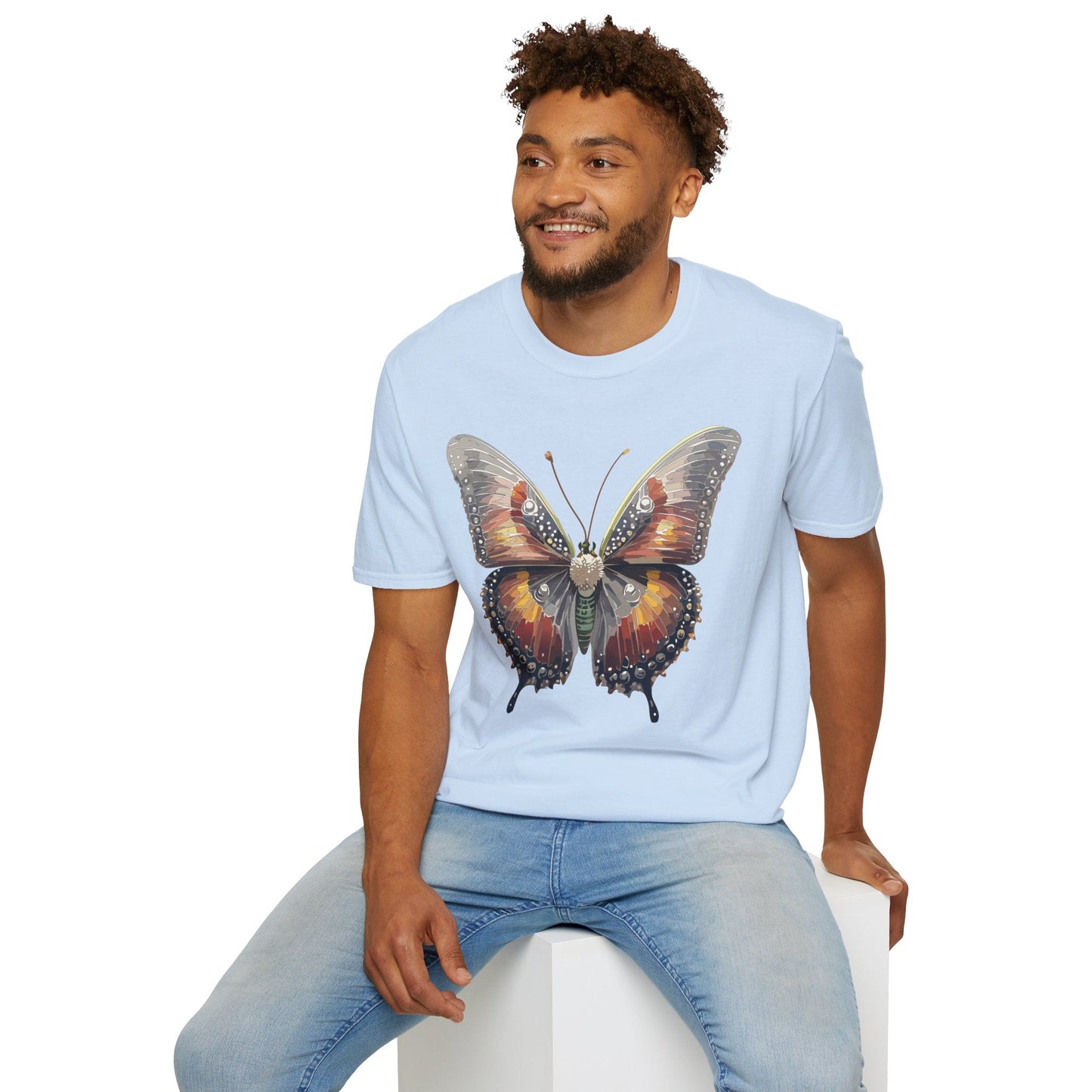 Butterfly Shirt Unisex Lightweight 100 Cotton Gildan Softstyle 64000 Tee Monarch Butterfly Design