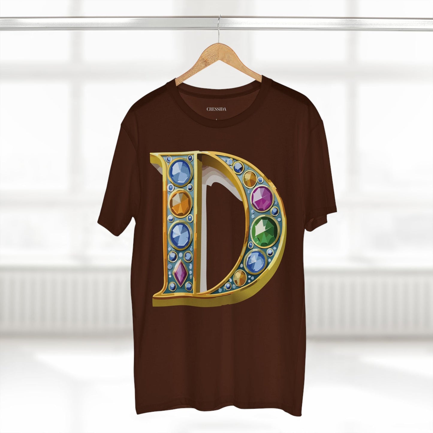 Letter D Graphic Design Tee Unisex 100 Cotton With Antique Gold Letters Artwork T-Shirt