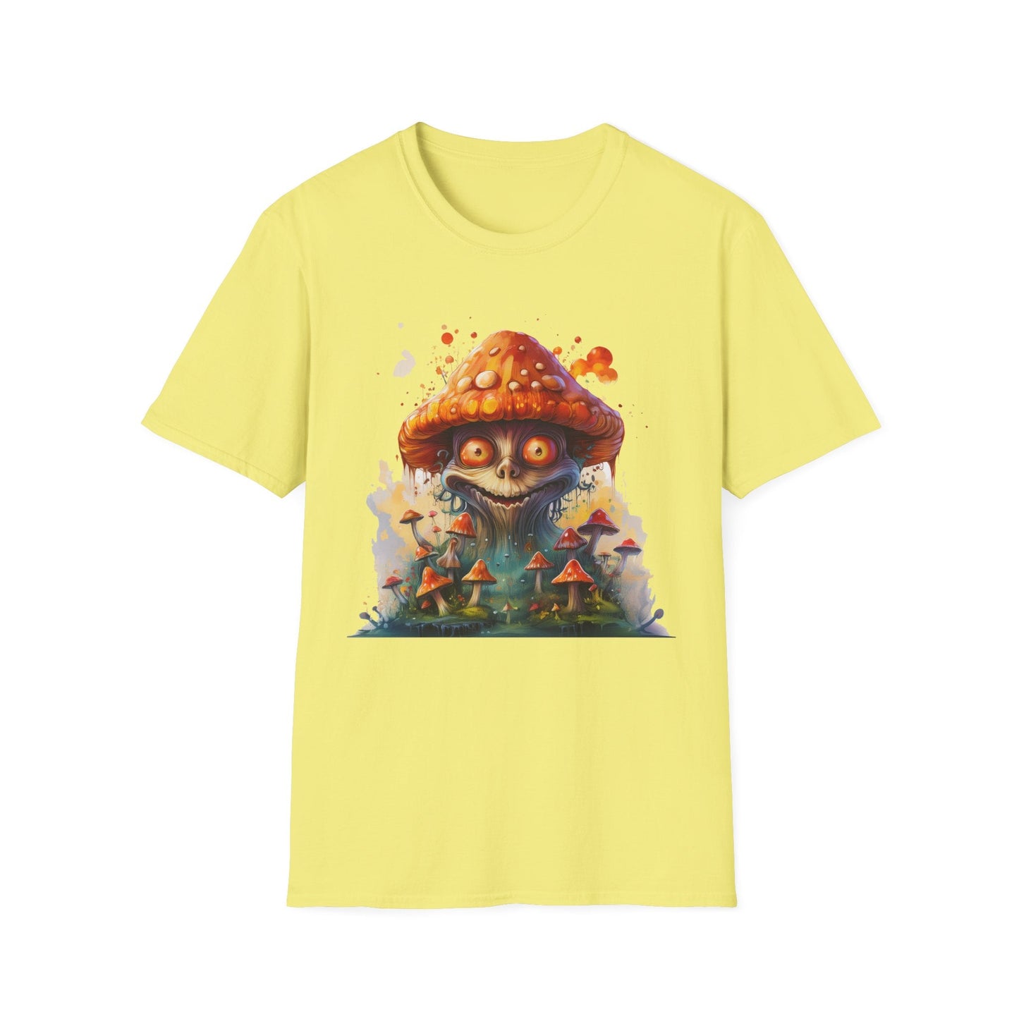 Funny Mashroom Tee Shirt Unisex Softstyle Cotton Art Design with Fungus Graphic Artwork Theme